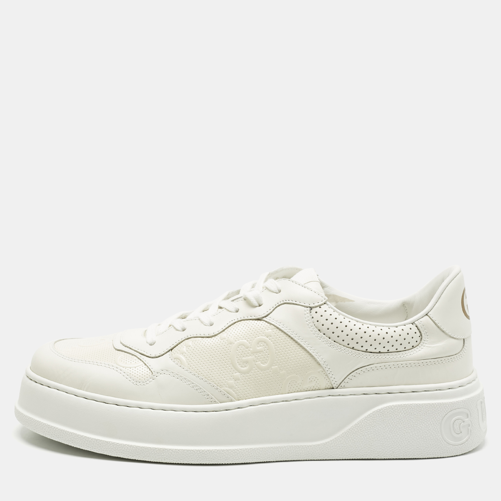 

Gucci White Leather Chunky Lace Up Sneakers Size 46