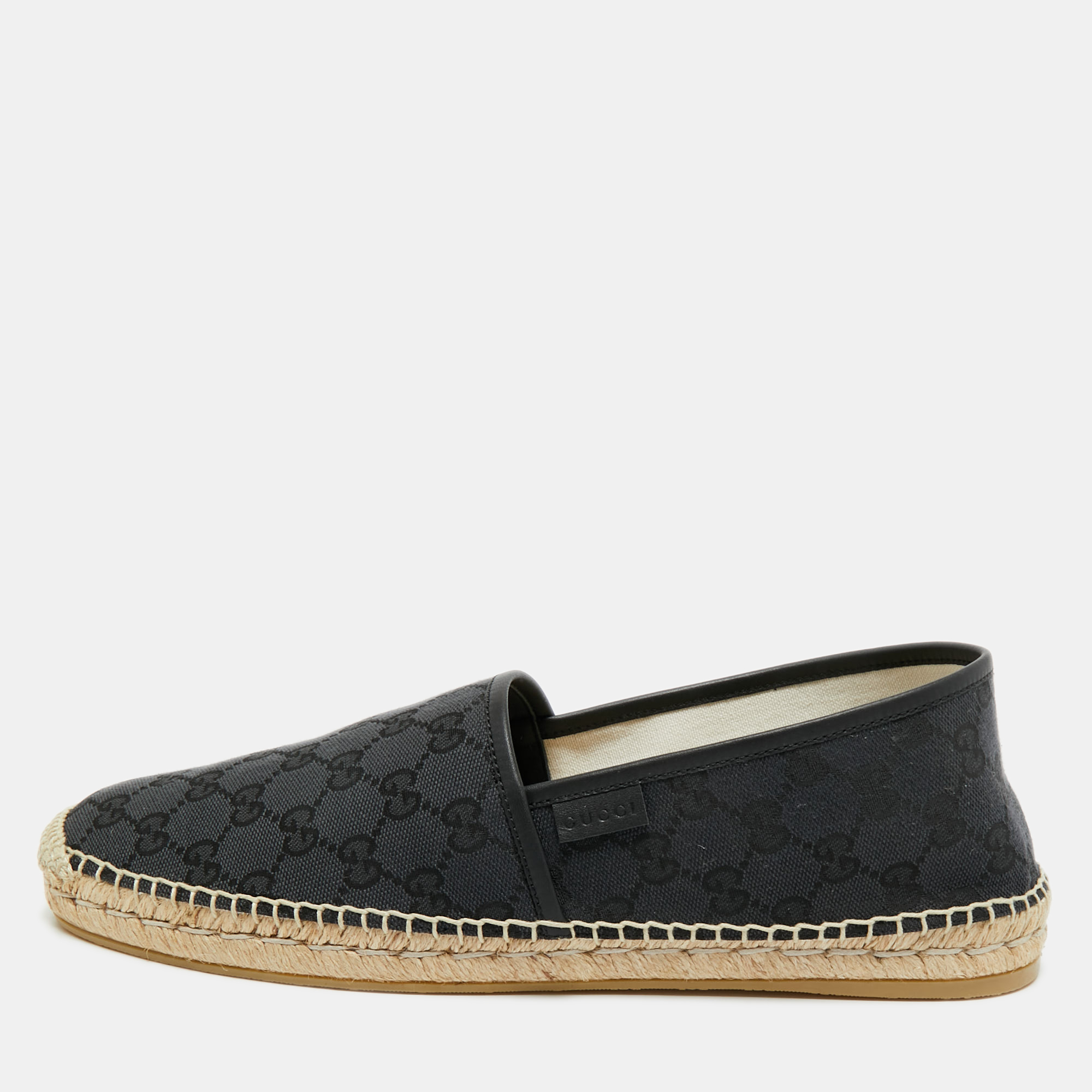 Gucci Black/Blue GG Canvas and Leather Espadrille Flats Size 46