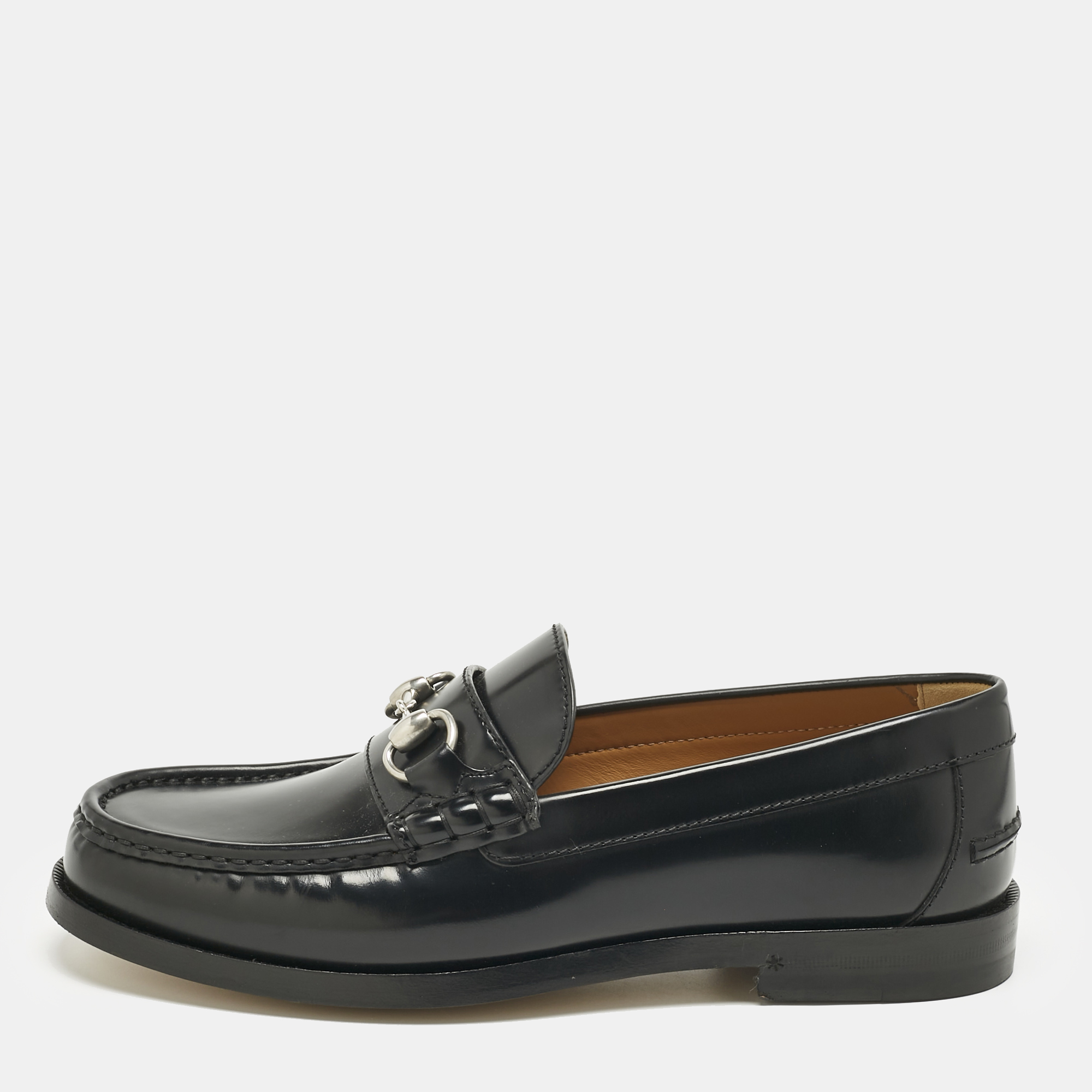 

Gucci Black Leather Horsebit Loafers Size 41.5