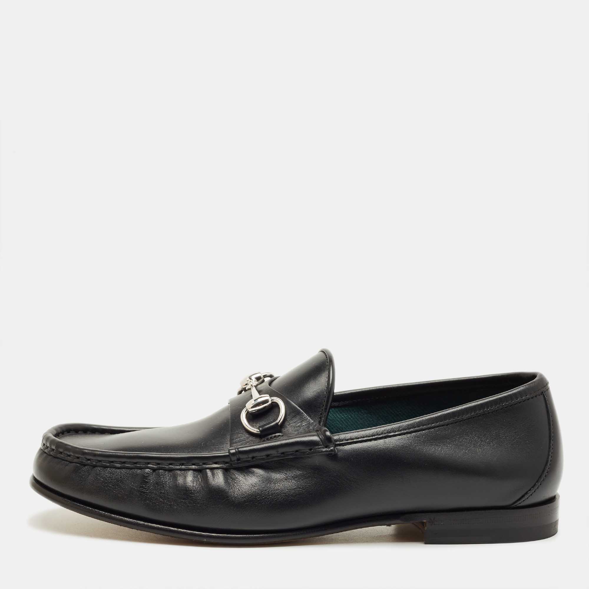 

Gucci Black Leather 1953 Horsebit Loafers Size 42