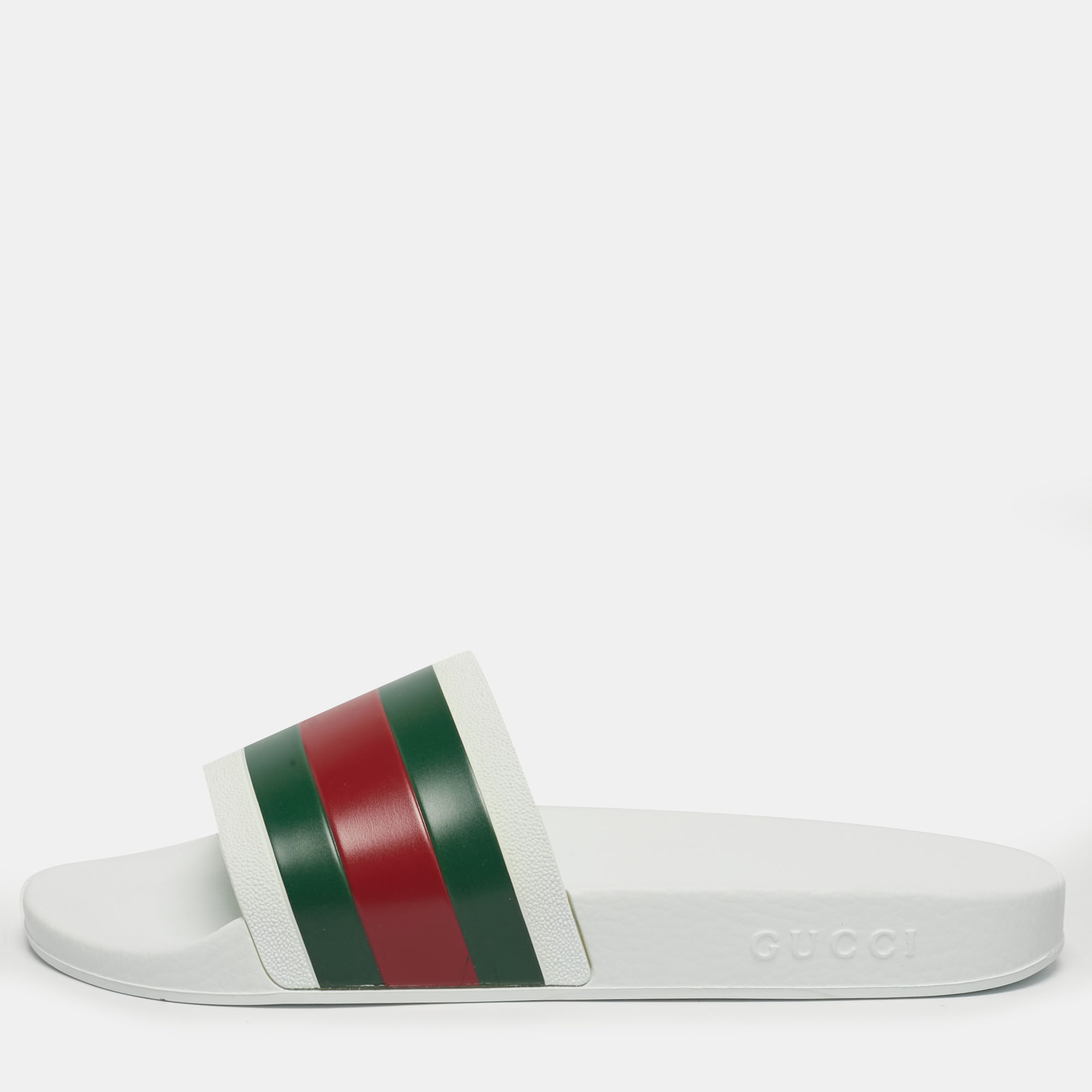 

Gucci White Rubber Pursuit 72 Pool Slides Size 42