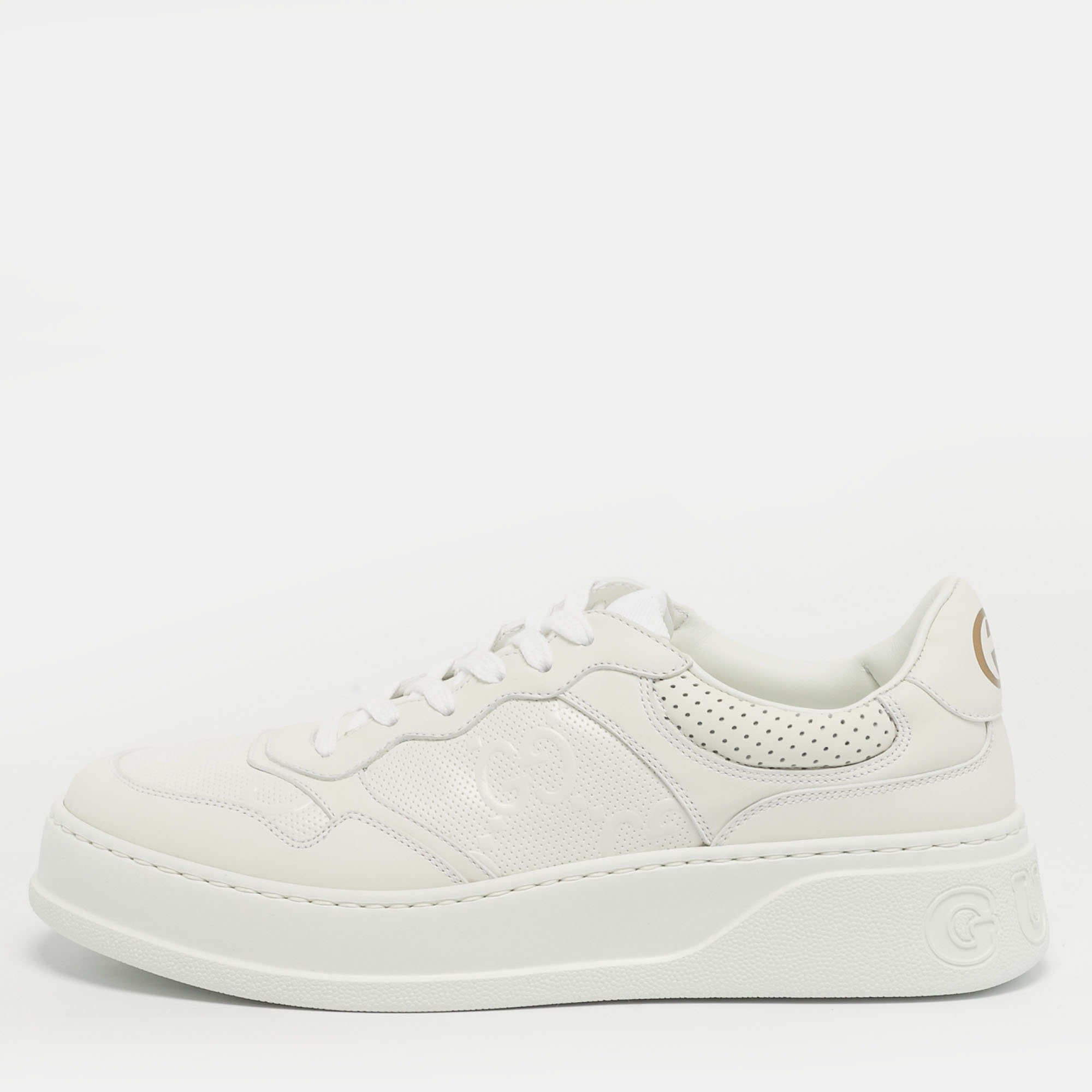

Gucci Chunky B Size  White GG Leather Low Top Sneakers
