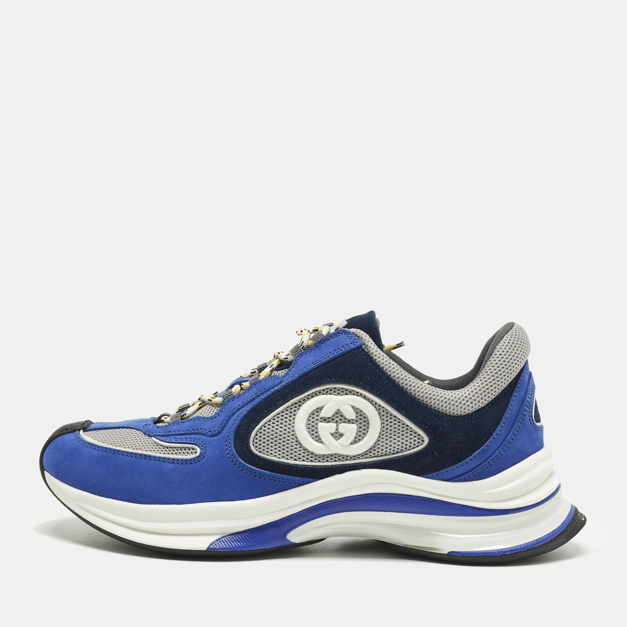 

Gucci Run Size 41.5 Blue/Grey Nubuck Leather and Mesh Low Top Sneakers