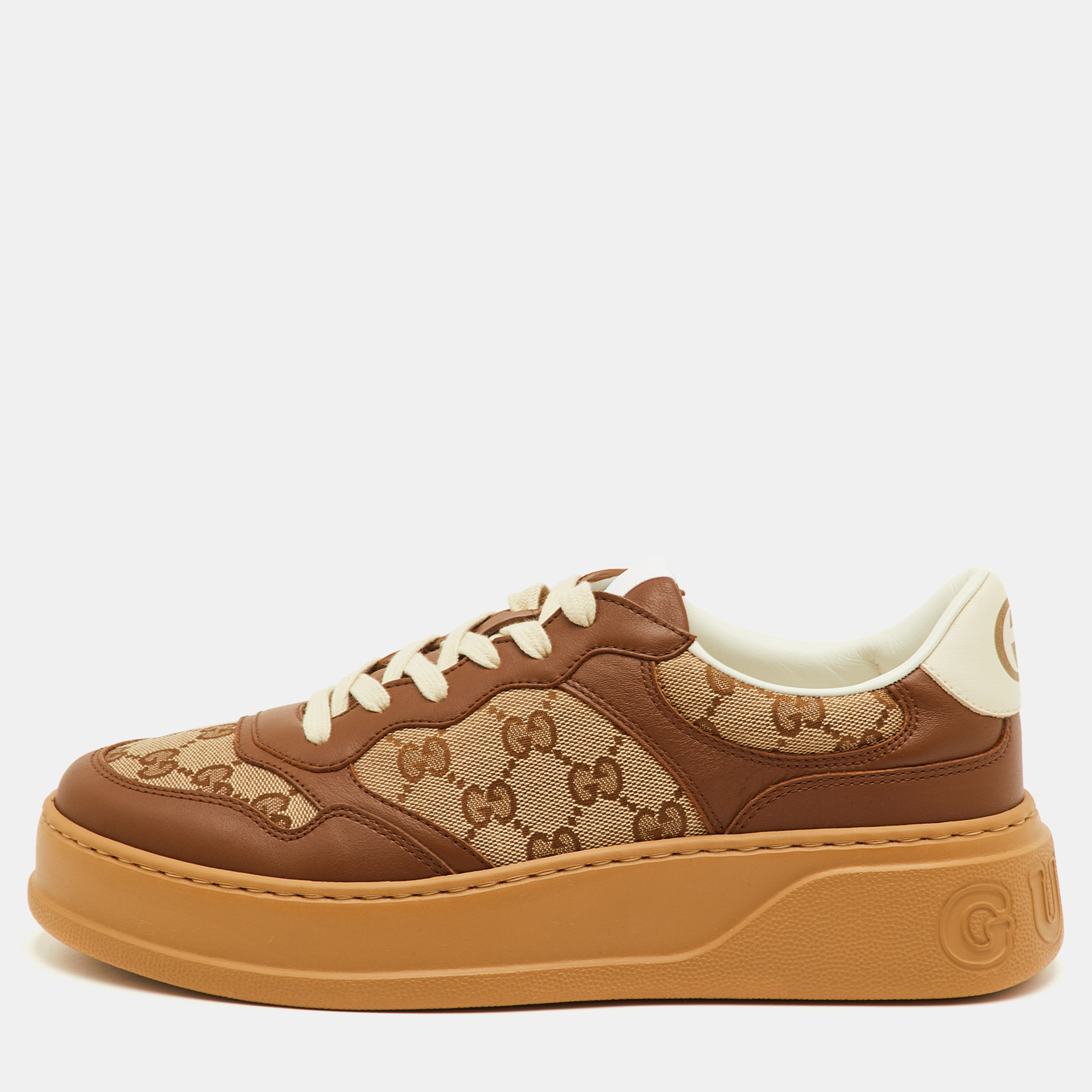 

Gucci Screener Size 41.5 Beige/Brown GG Canvas and Leather Low Top Sneakers