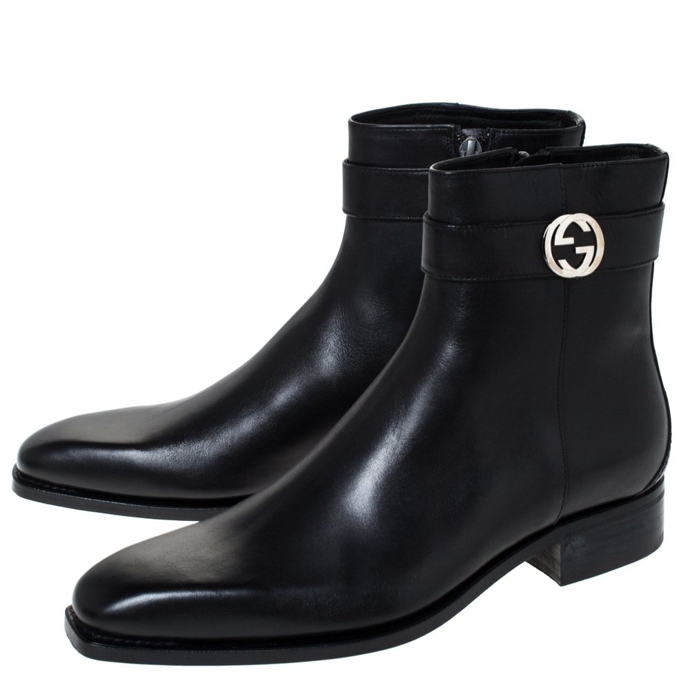 Leather boots Gucci Black size 39 IT in Leather - 20826071