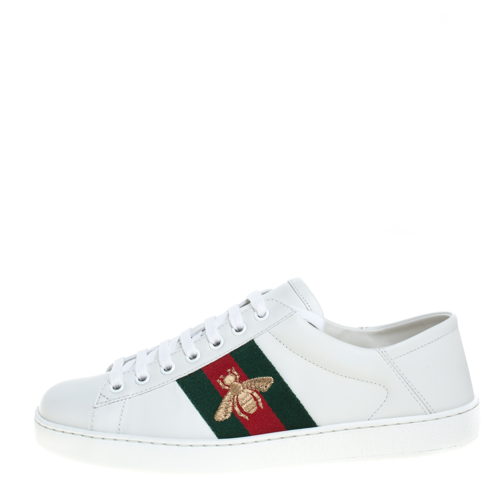 

Gucci White Leather Bee Ace Low Top Sneakers Size