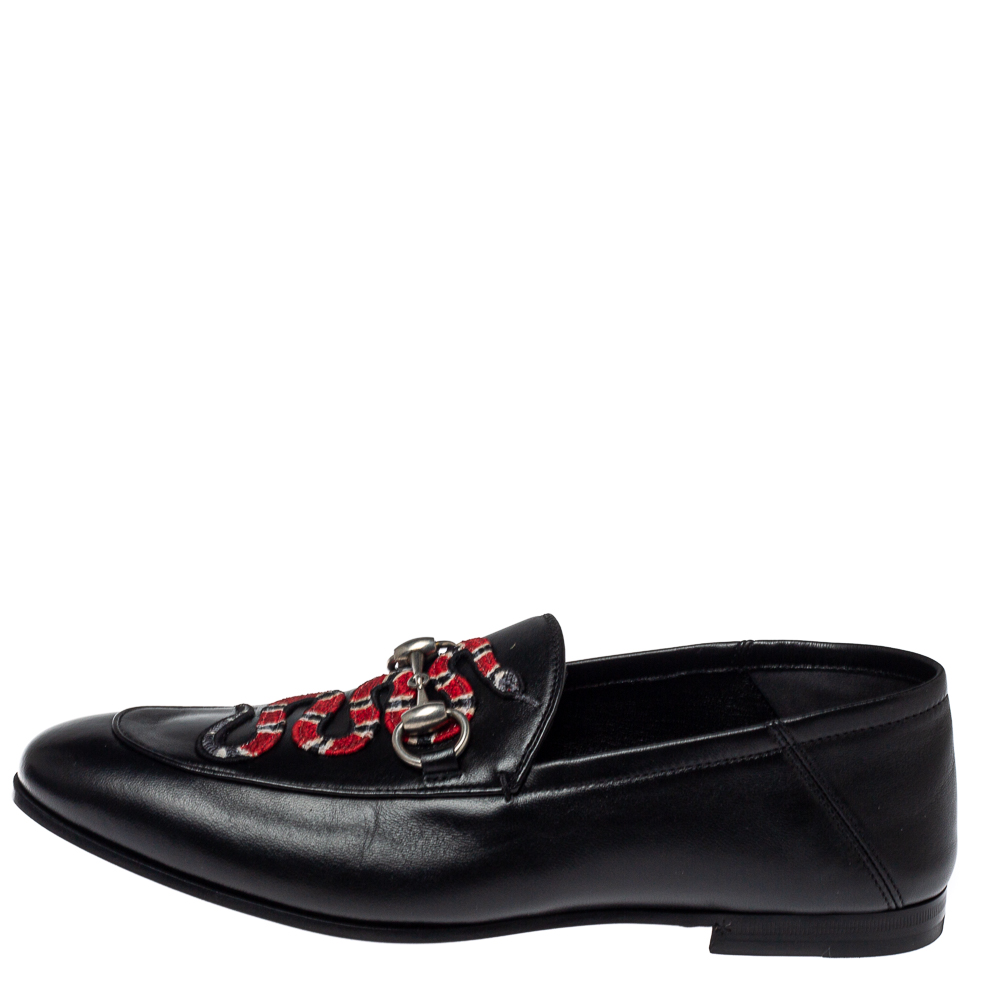 

Gucci Black Leather Brixton Snake Loafers Size