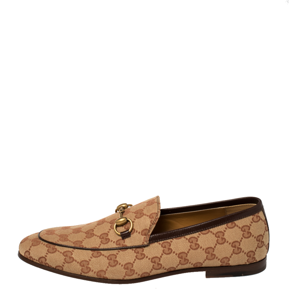 

Gucci Beige GG Canvas Jordaan Loafers Size