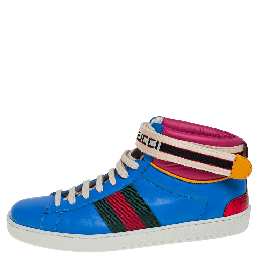 

Gucci Multicolor Leather Ace High Top Sneakers Size