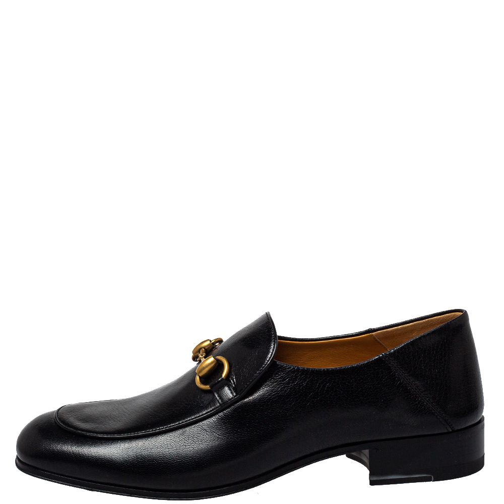 

Gucci Black Leather Horsebit Quentin Slip On Loafers Size