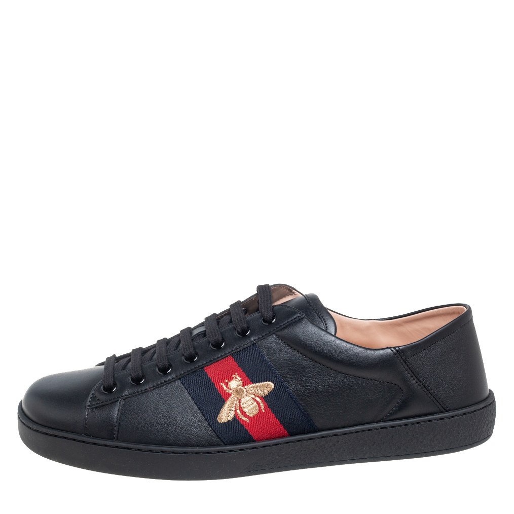 

Gucci Black Leather Ace Low Top Sneakers Size