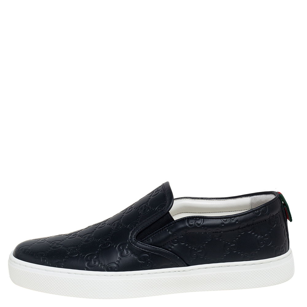

Gucci Black Guccissima Leather Slip On Sneakers Size