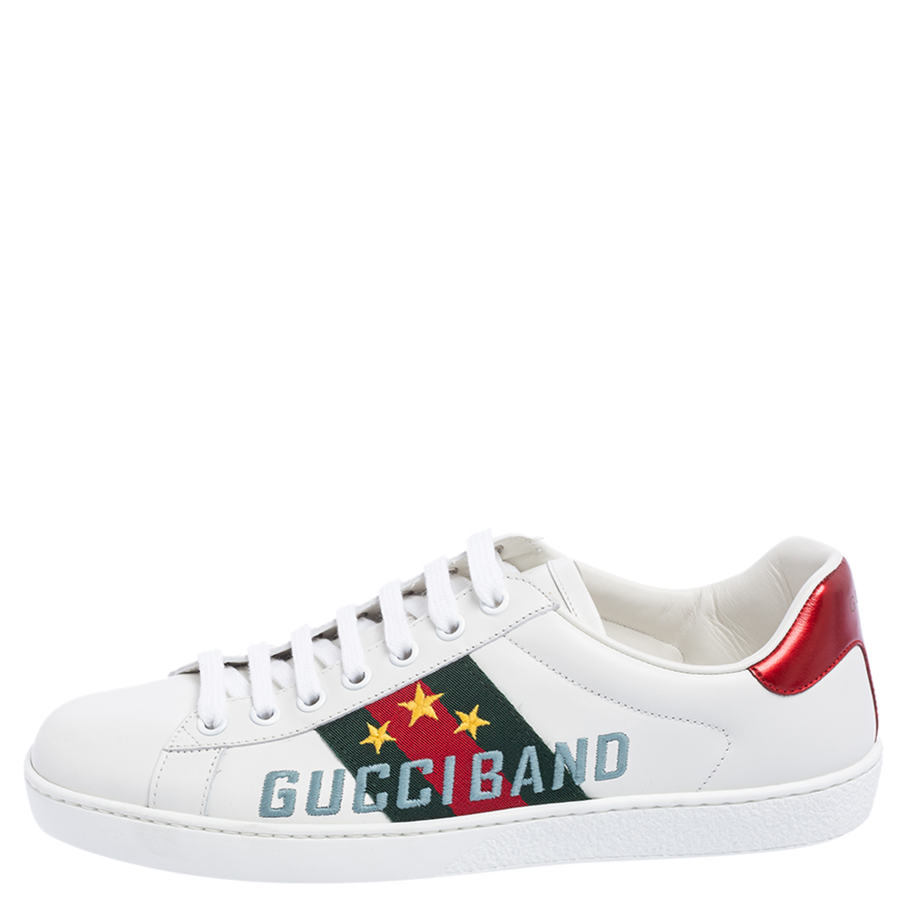 

Gucci White Leather Ace Gucci Band Low-Top Sneakers Size