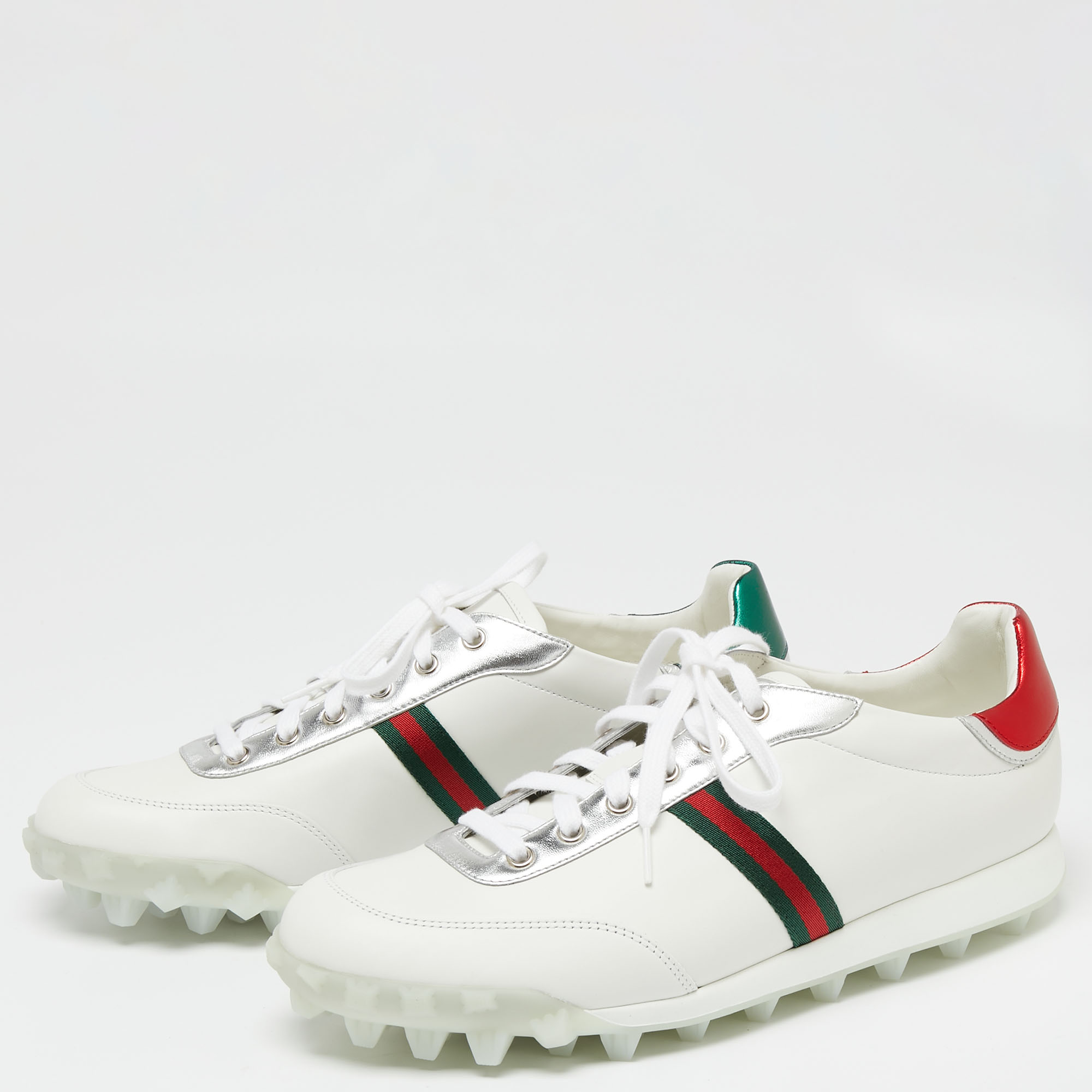 

Gucci White Leather Ace Football Sneakers Size