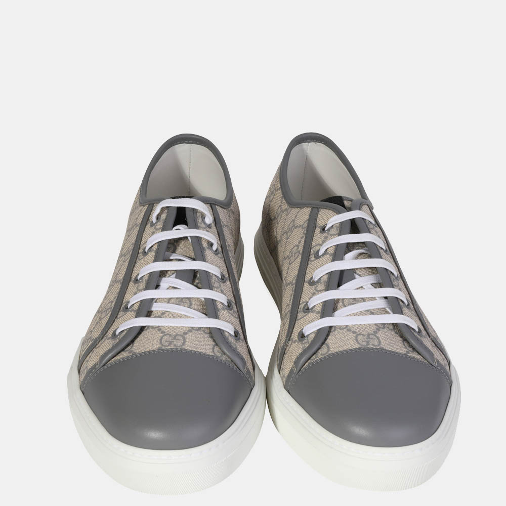

Gucci Grey Beige GG Canvas Low Top Sneakers UK 14.5