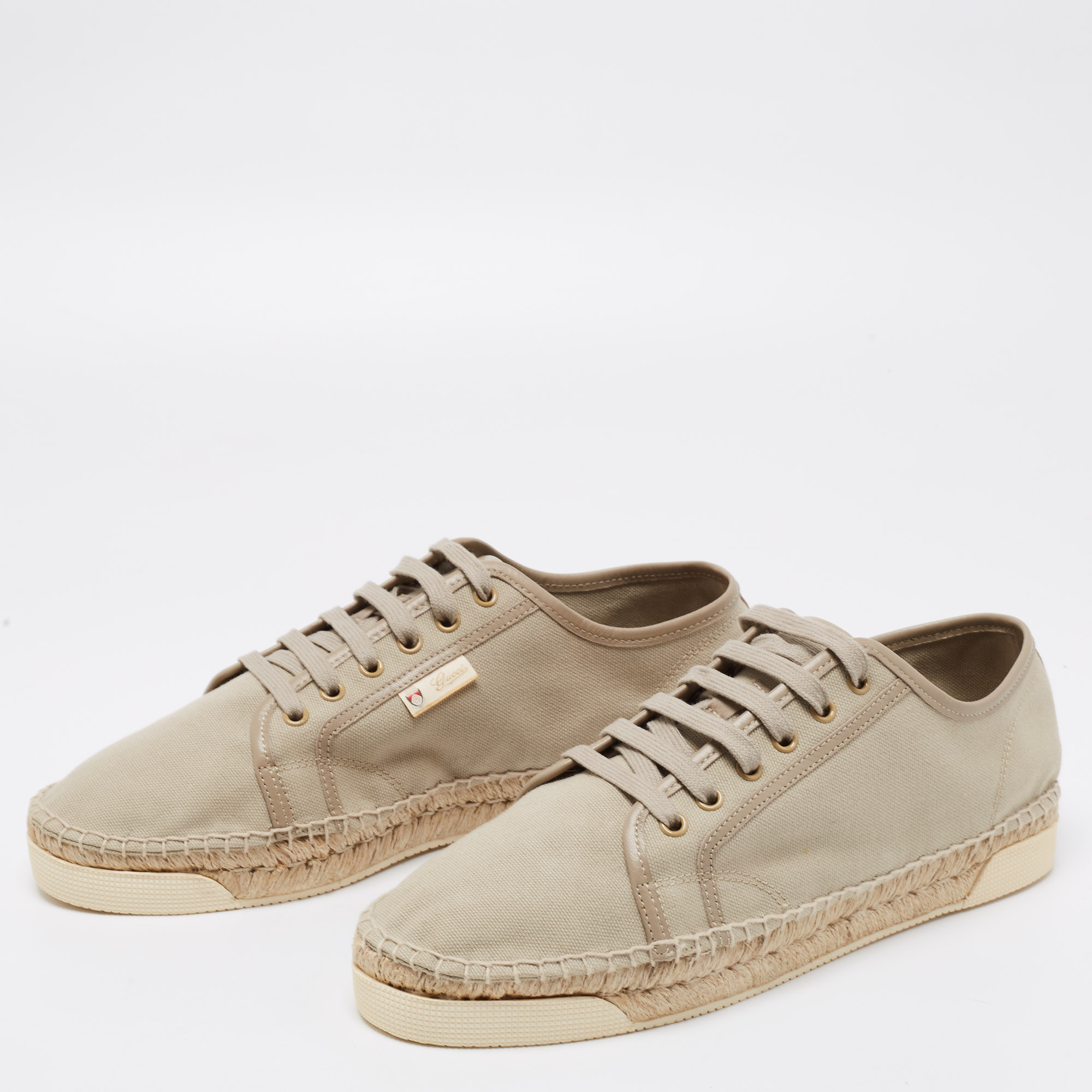 

Gucci Green Canvas Evissa Espadrilles Lace Up Sneakers Size, Grey
