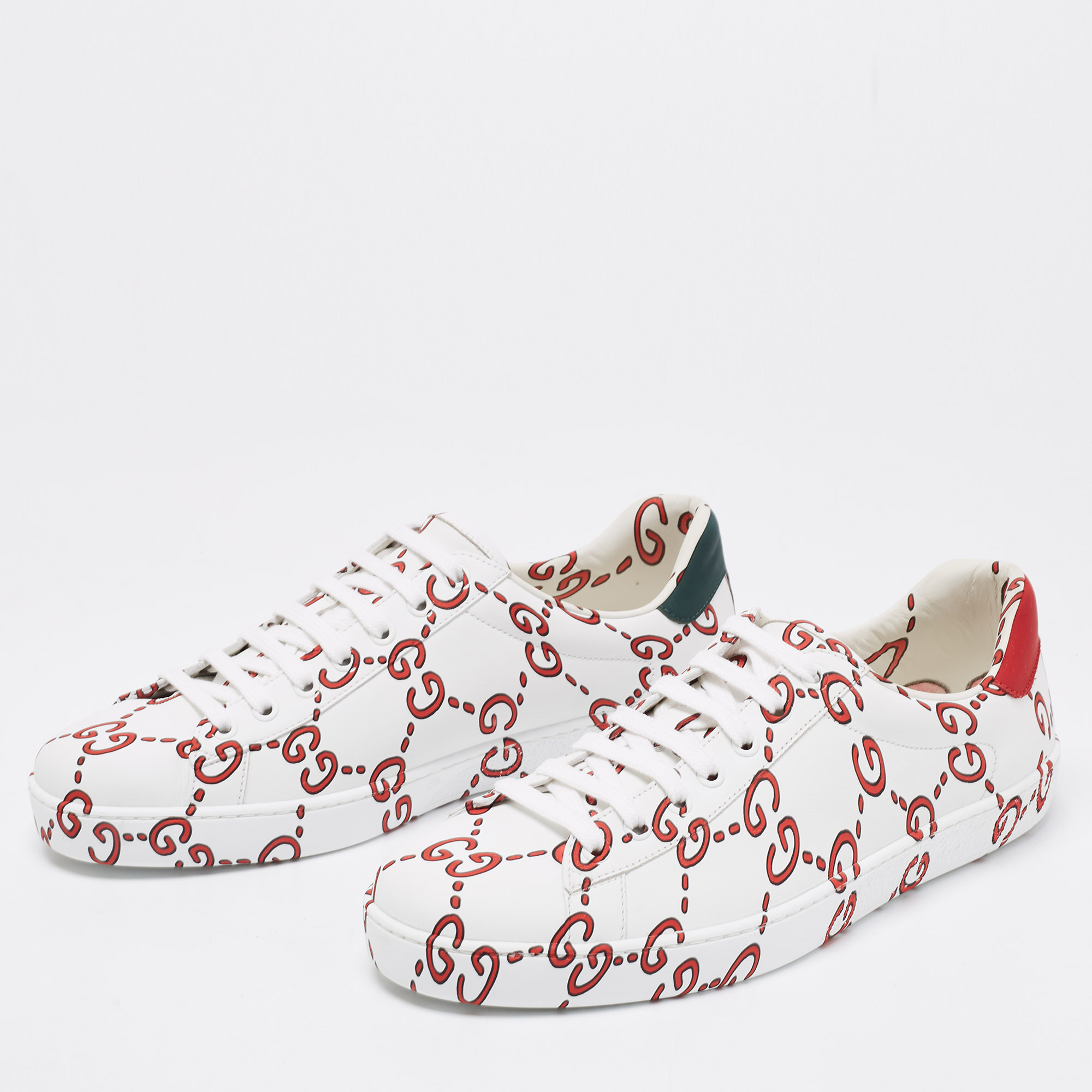 

Gucci White/Red Leather GG Logo Ace Sneakers Size