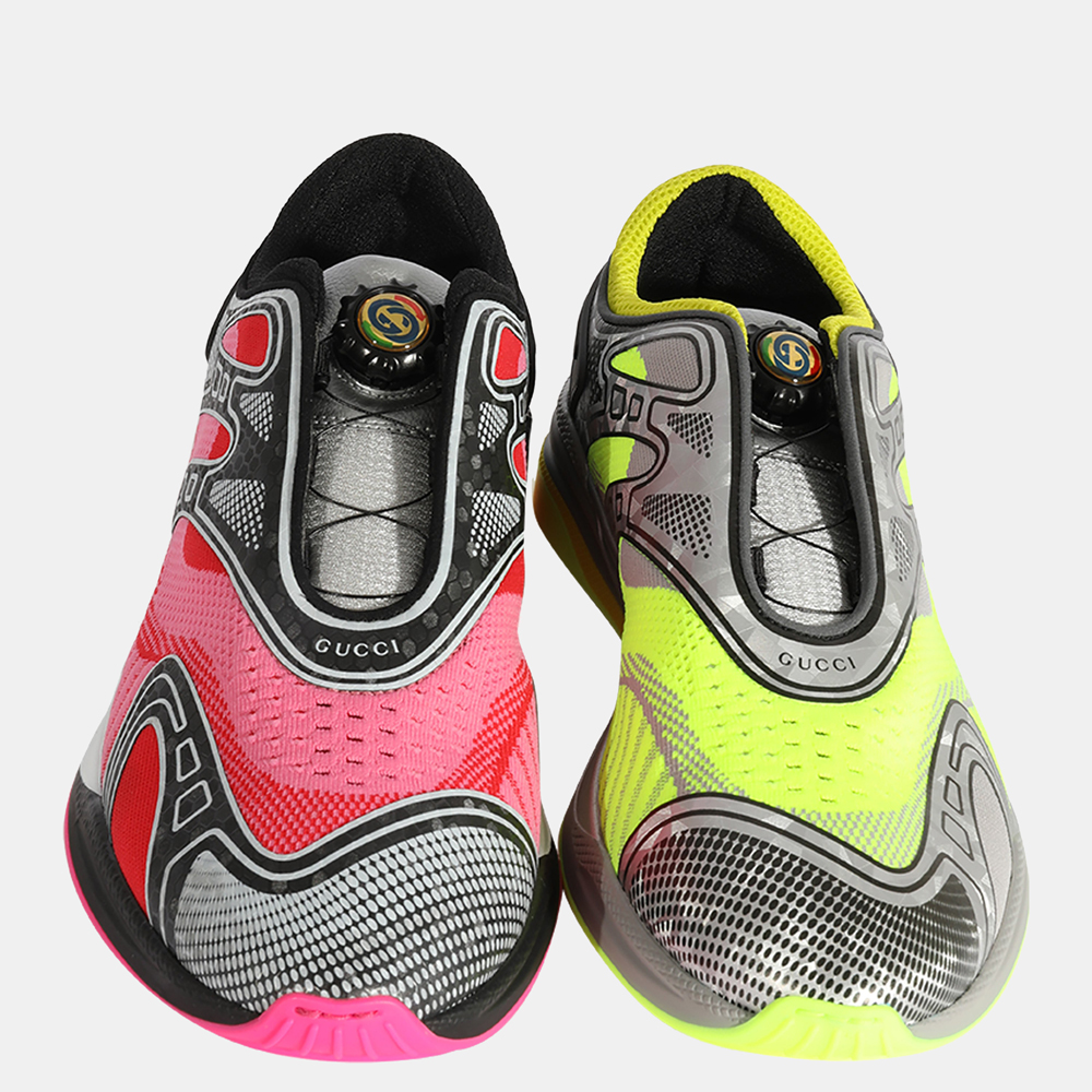 

Gucci Neon Pink and Green knit fabric Ultrapace R 'Mismatched Sneaker UK 10 EU, Multicolor