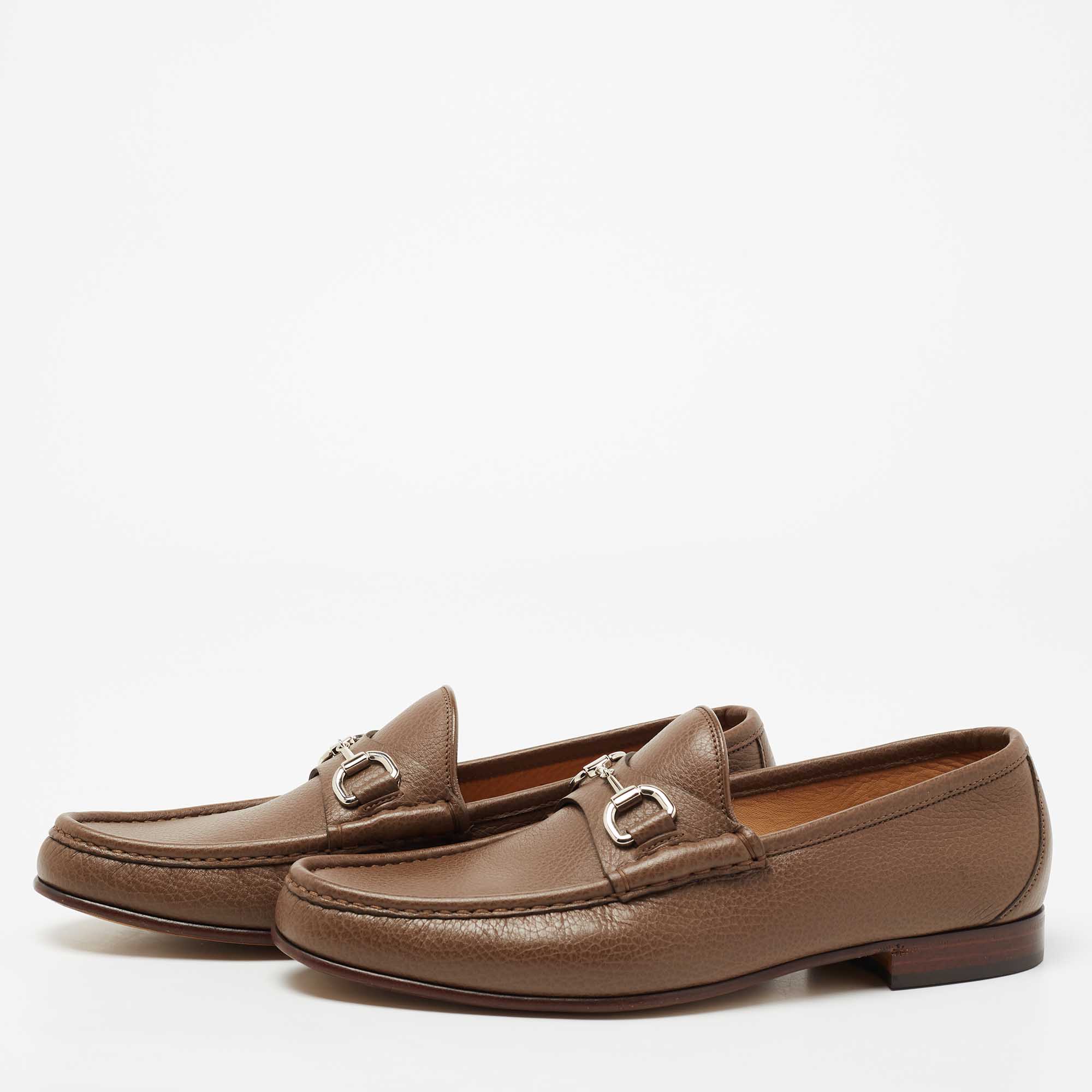 

Gucci Brown Leather Horsebit Loafers Size