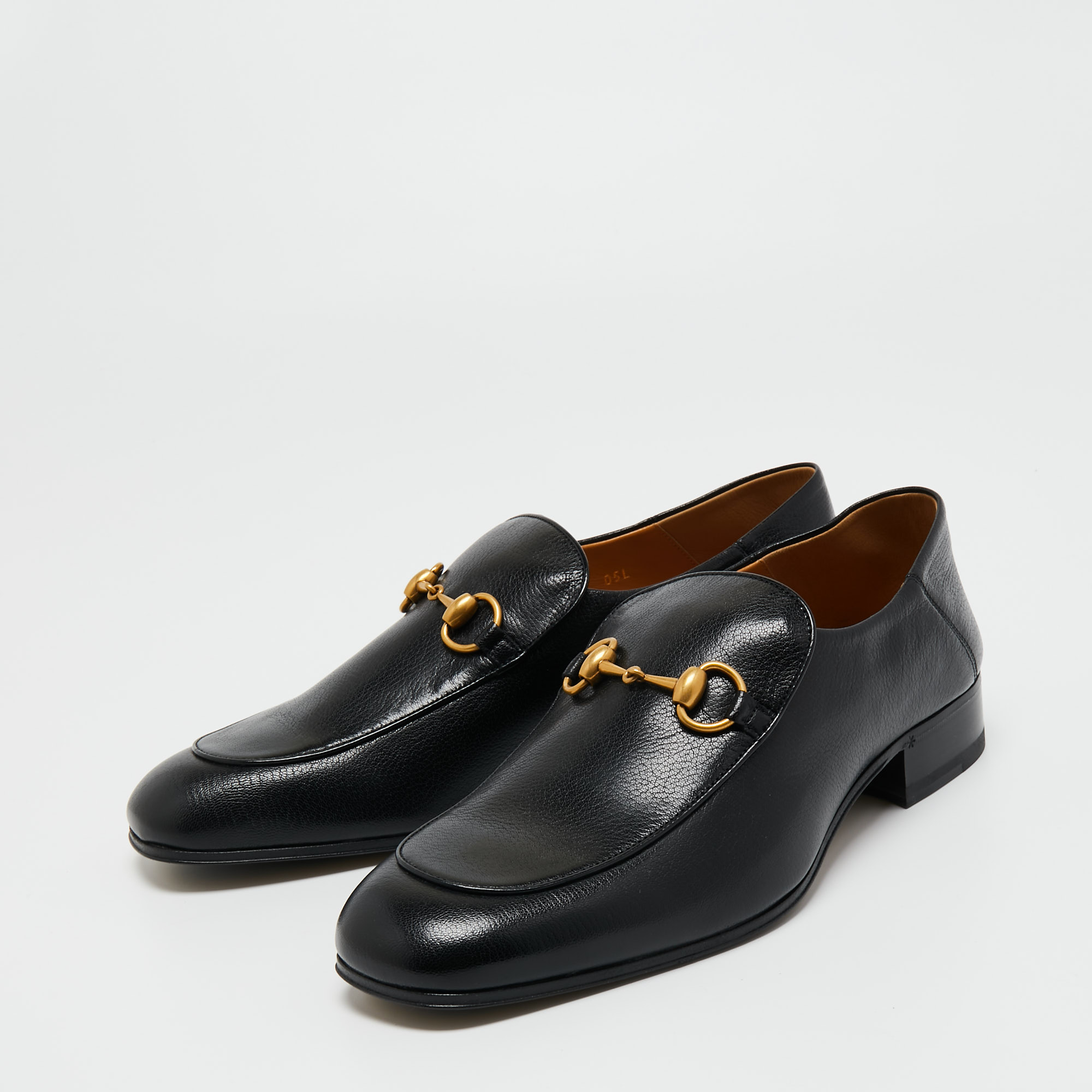 

Gucci Black Leather Jordaan Horsebit Loafers Size