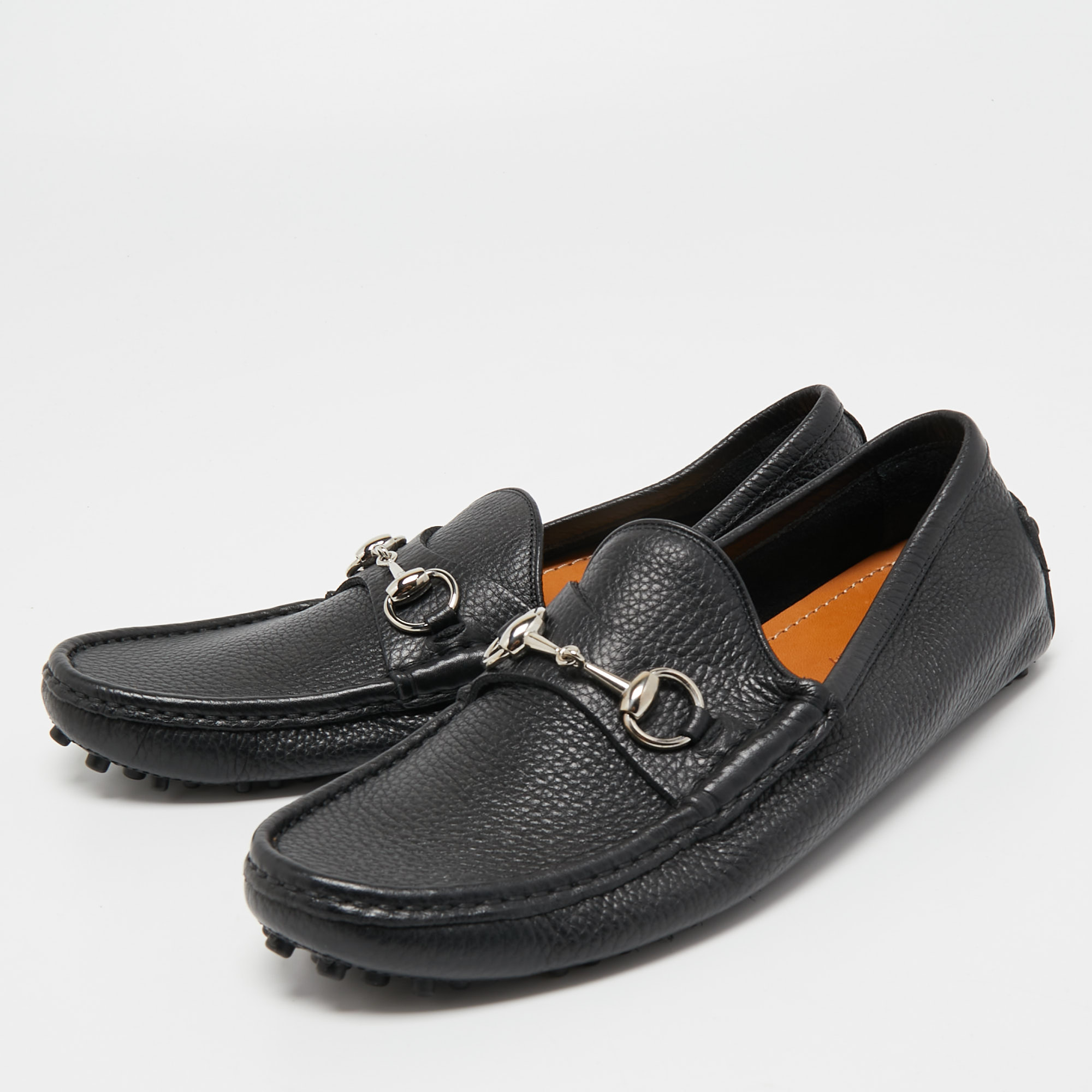 

Gucci Black Leather Horsebit Slip On Loafers Size