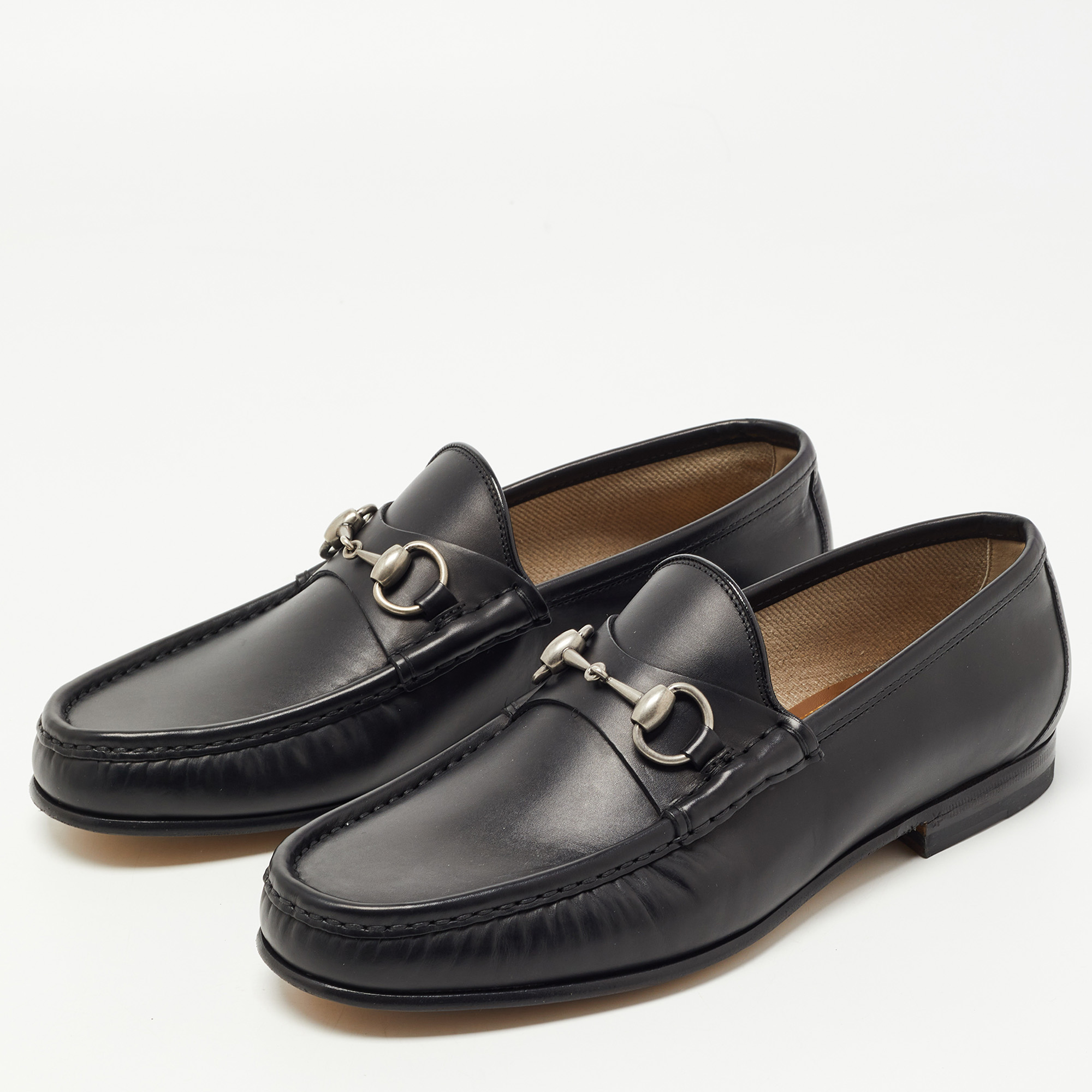 

Gucci Black Leather 1953 Horsebit Slip On Loafers Size