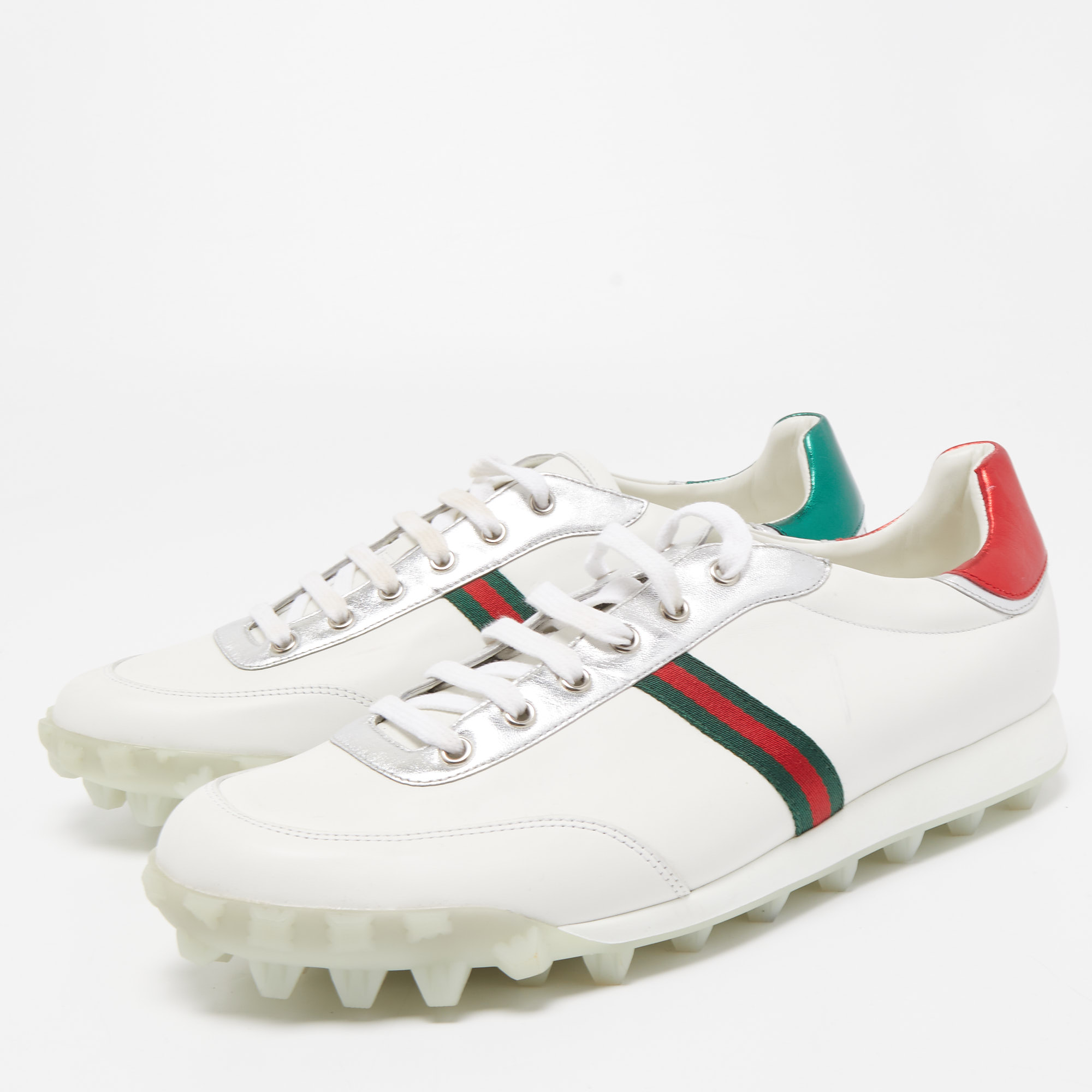 

Gucci White Leather Ace Football Sneakers Size