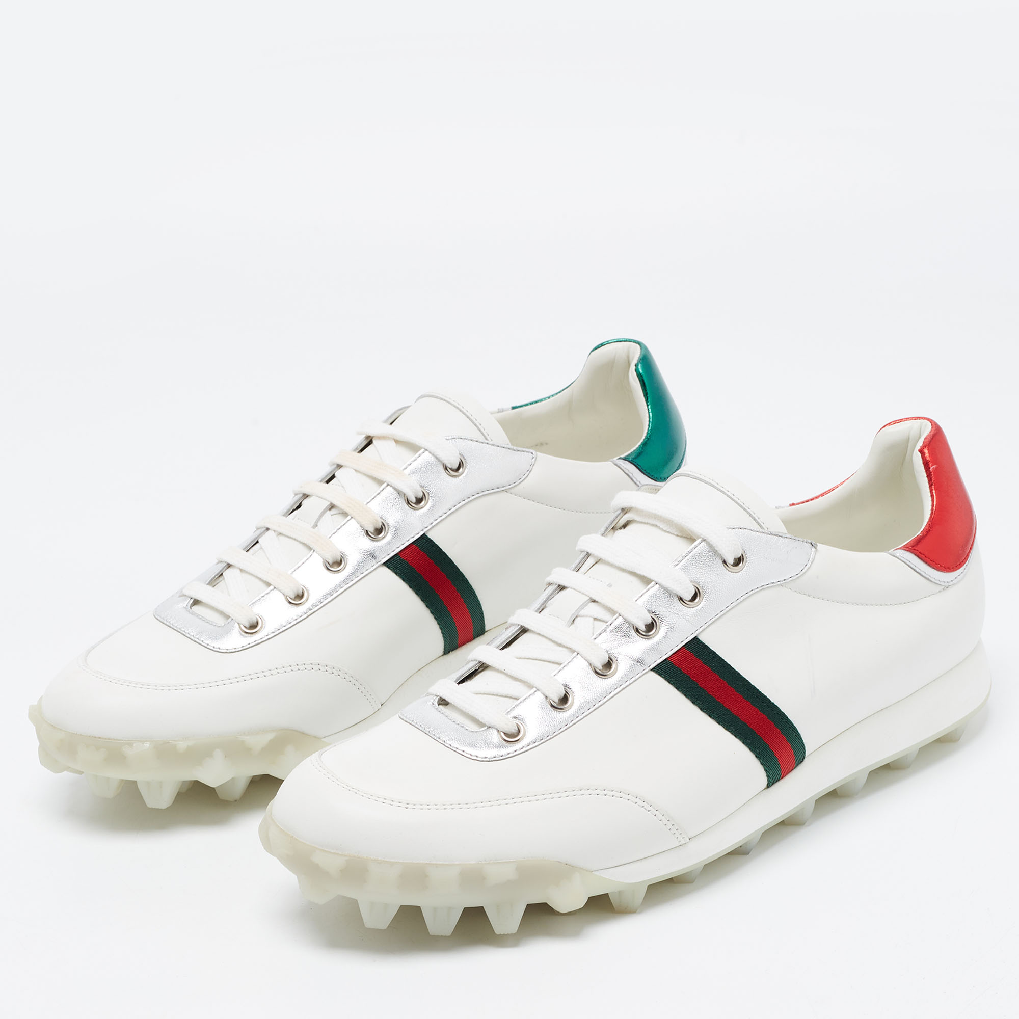 

Gucci Tricolor Leather ACE Web Low Top Sneakers Size, White
