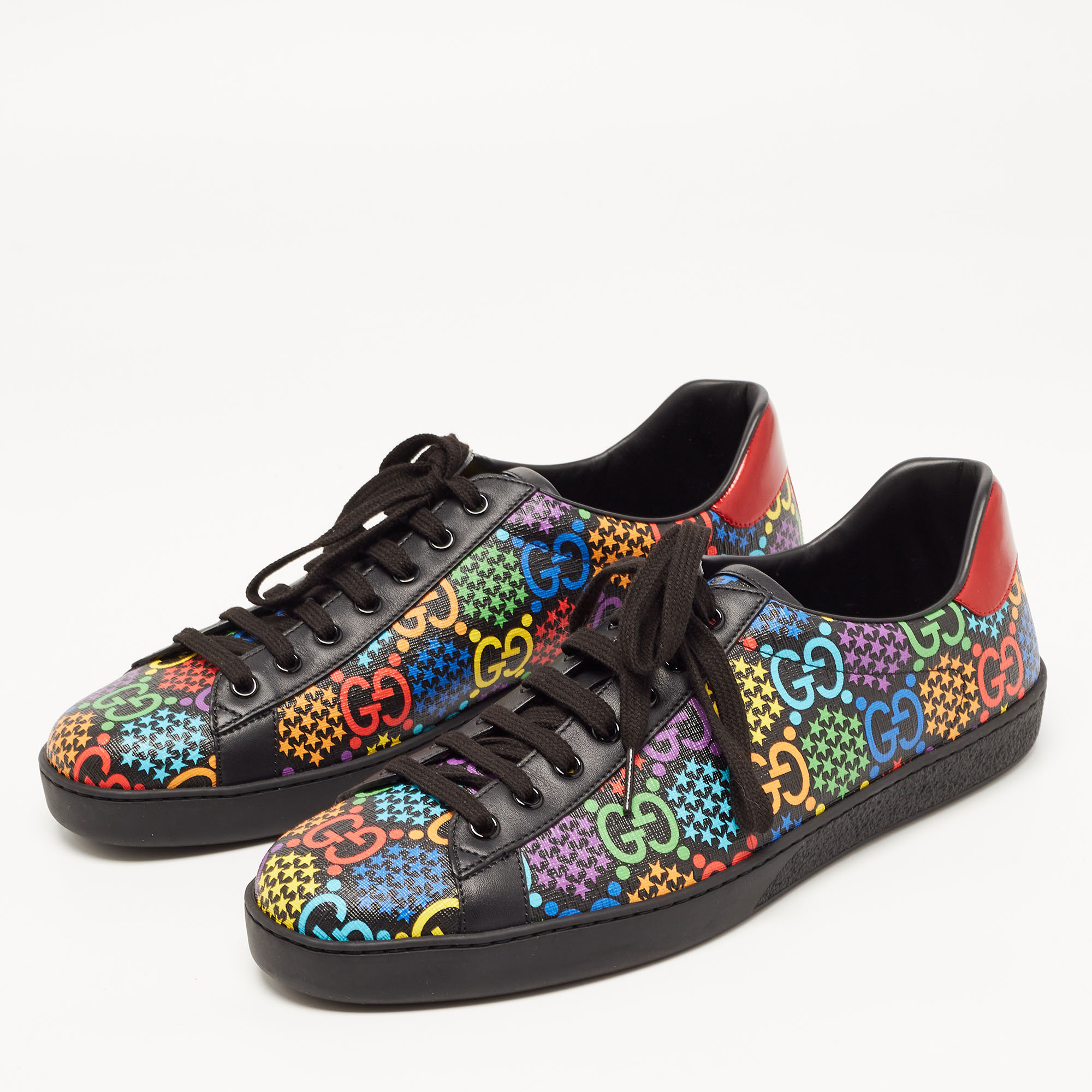 

Gucci Multicolor GG Supreme Canvas and Leather Psychedelic Ace Sneakers Size, Black