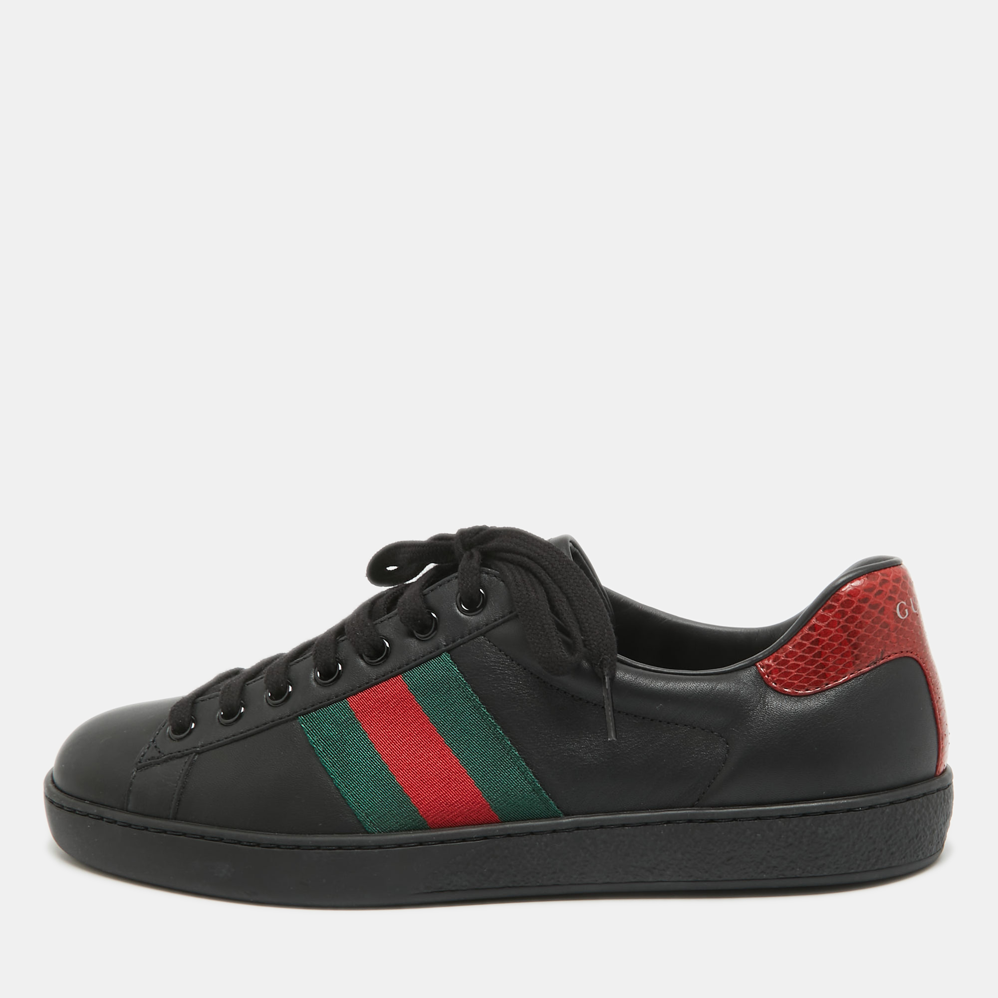 

Gucci Black/Red Leather Ace Low Top Sneakers Size
