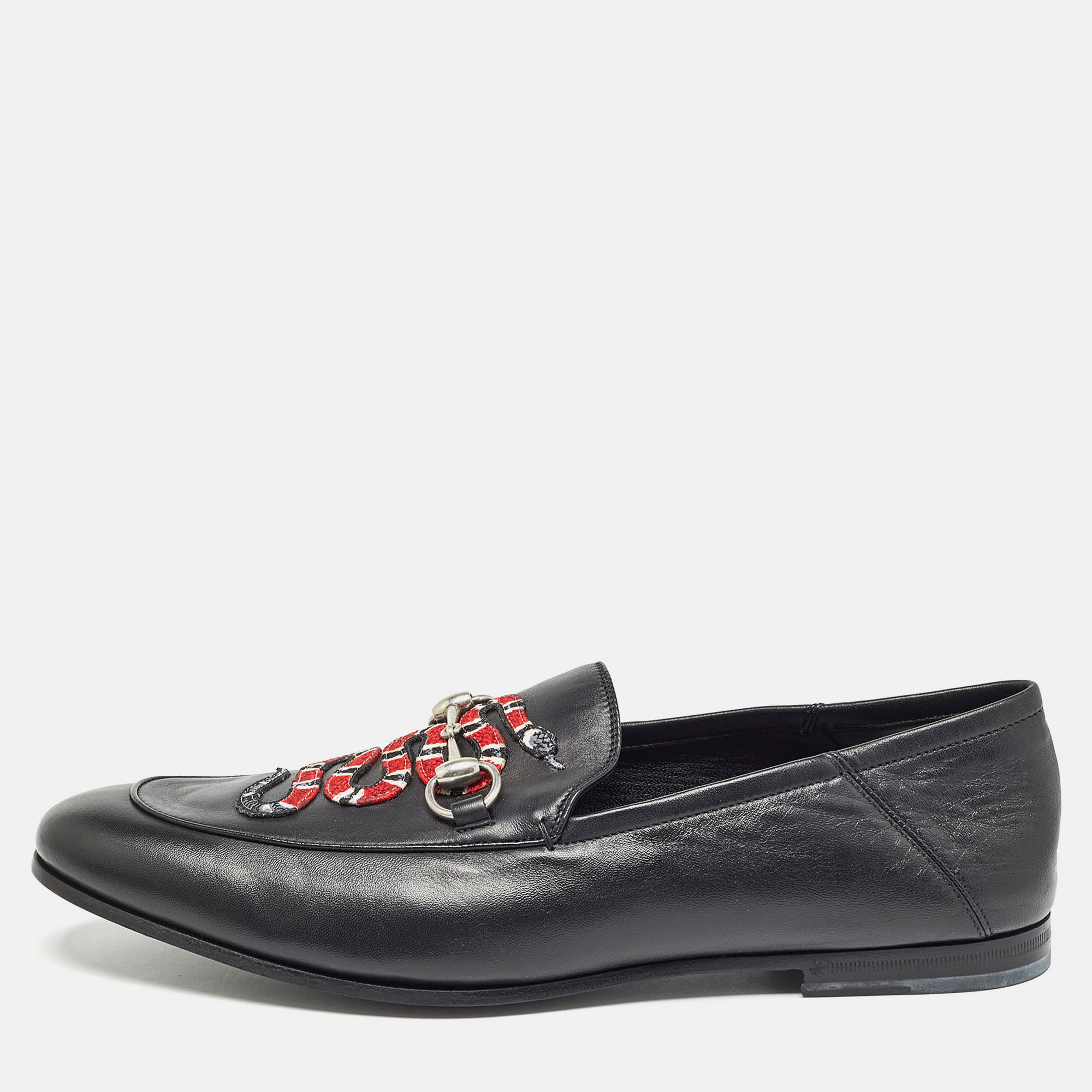 

Gucci Black Leather Kingsnake Loafers Size 44.5