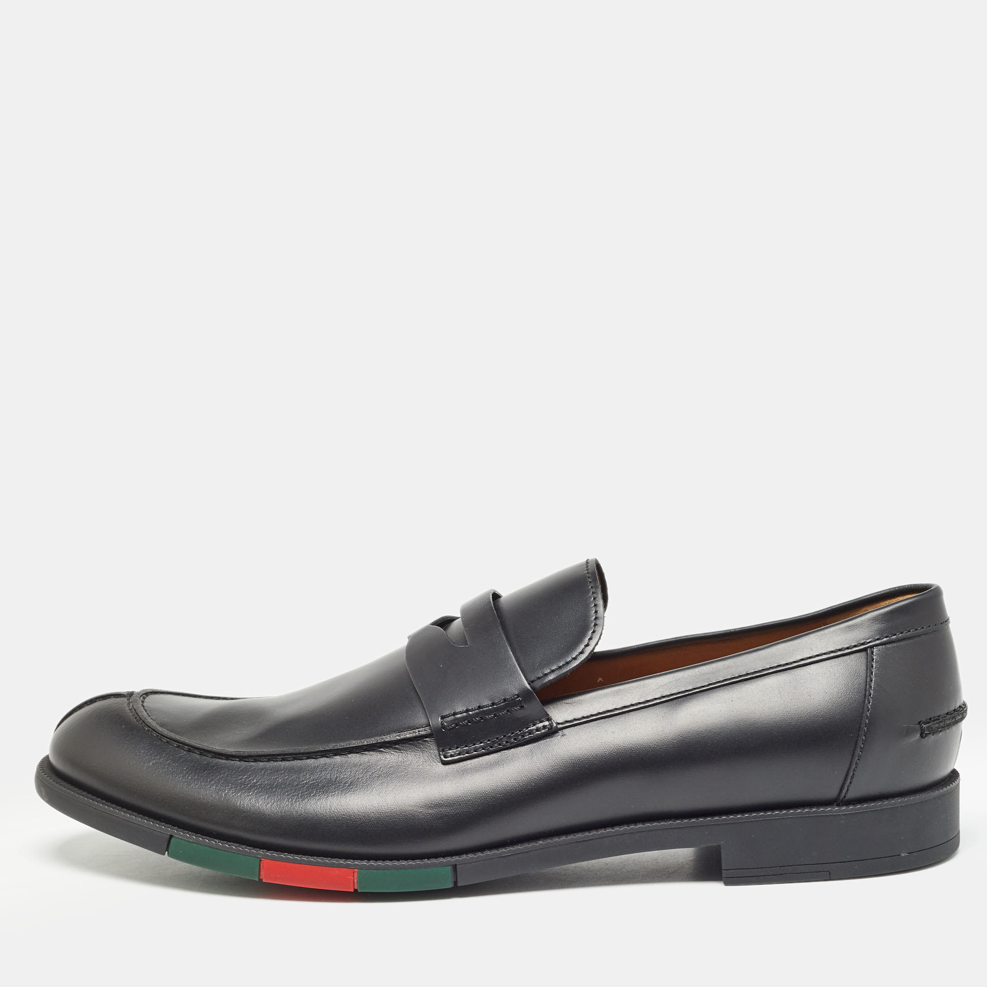 

Gucci Black Leather Penny Slip On Loafers Size 45.5