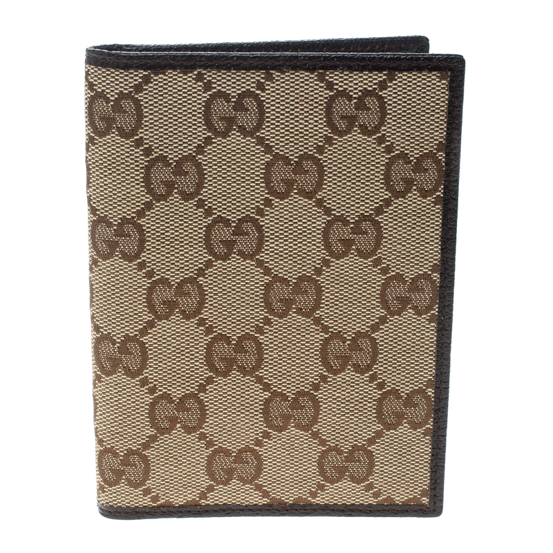 Gucci Beige/Brown GG Canvas and Leather Passport Cover