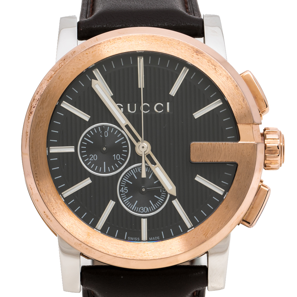 Gucci Black Two-Tone Stainless Steel 