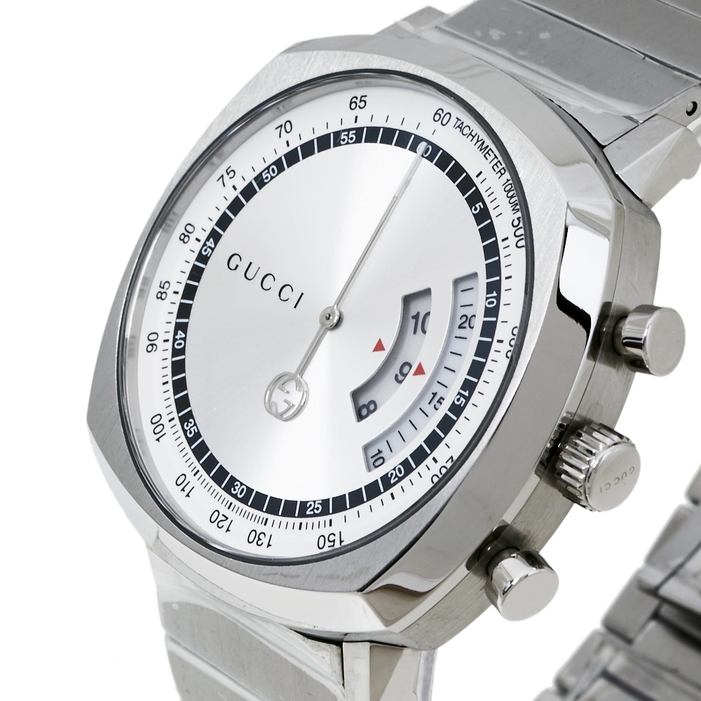 

Gucci Silver Stainless Steel Grip YA157302 Men's Wristwatch