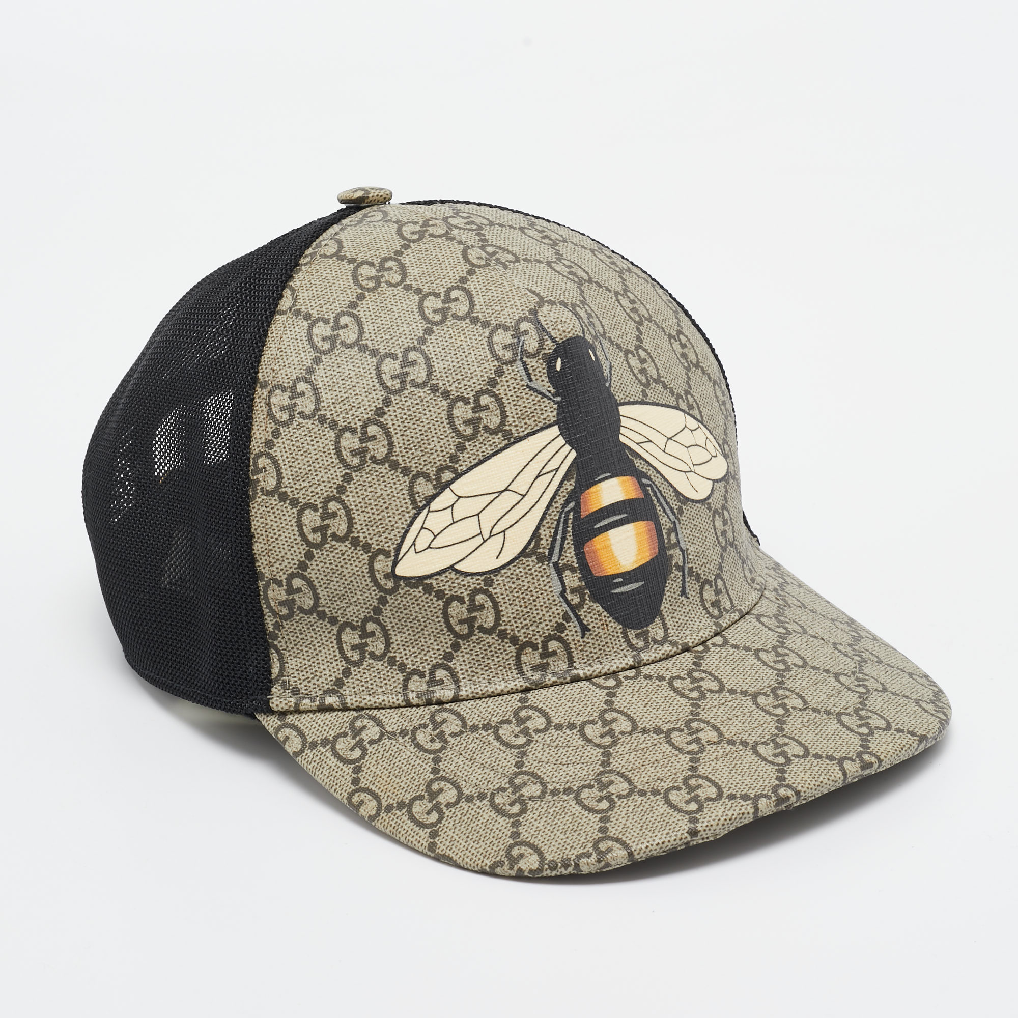 

Gucci Beige Bee Print GG Supreme Canvas Baseball Hat