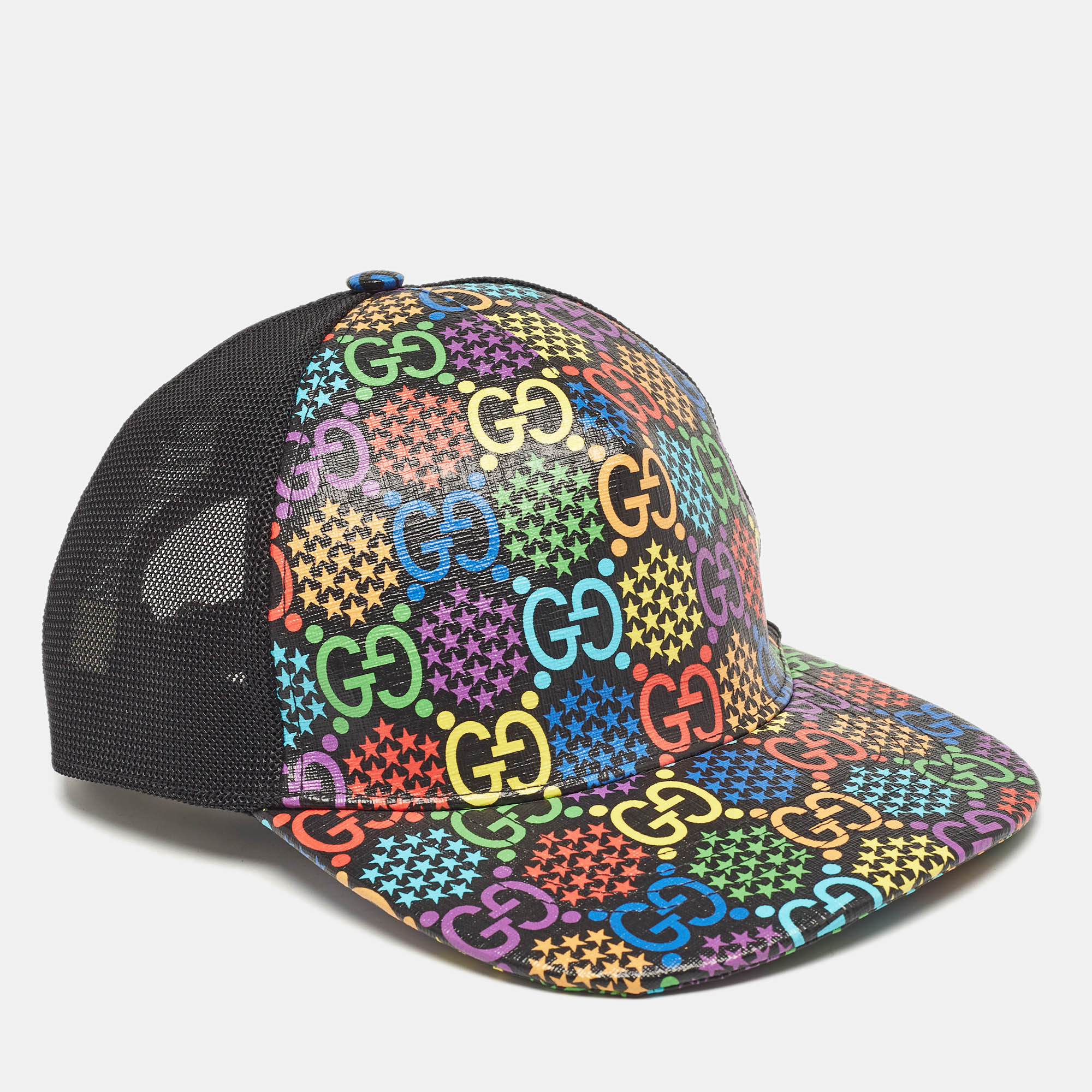 Pre-owned Gucci Multicolor Psychedelic Gg Coated Canvas And Mesh Baseball Cap Xl