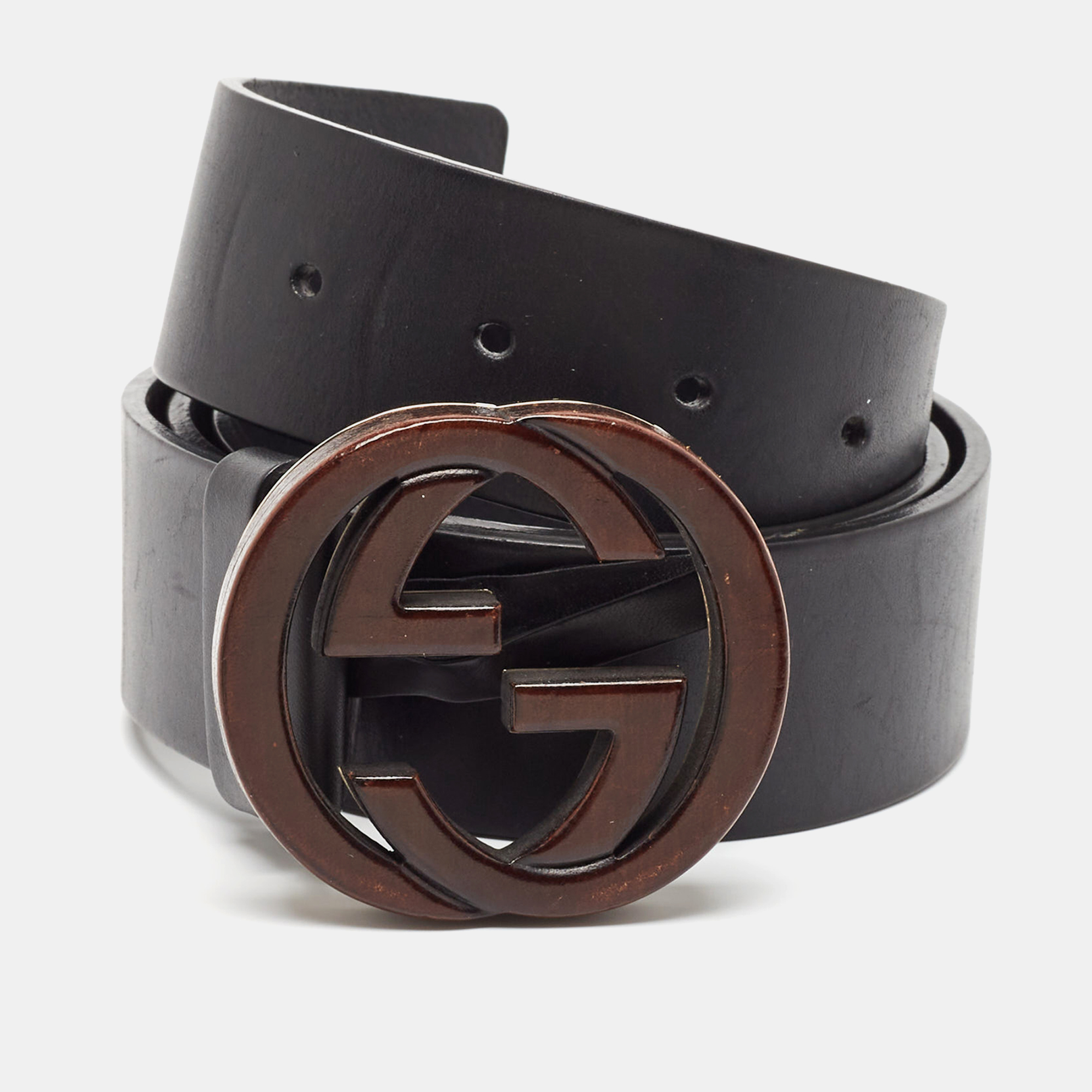 

Gucci Black Leather Interlocking G Belt