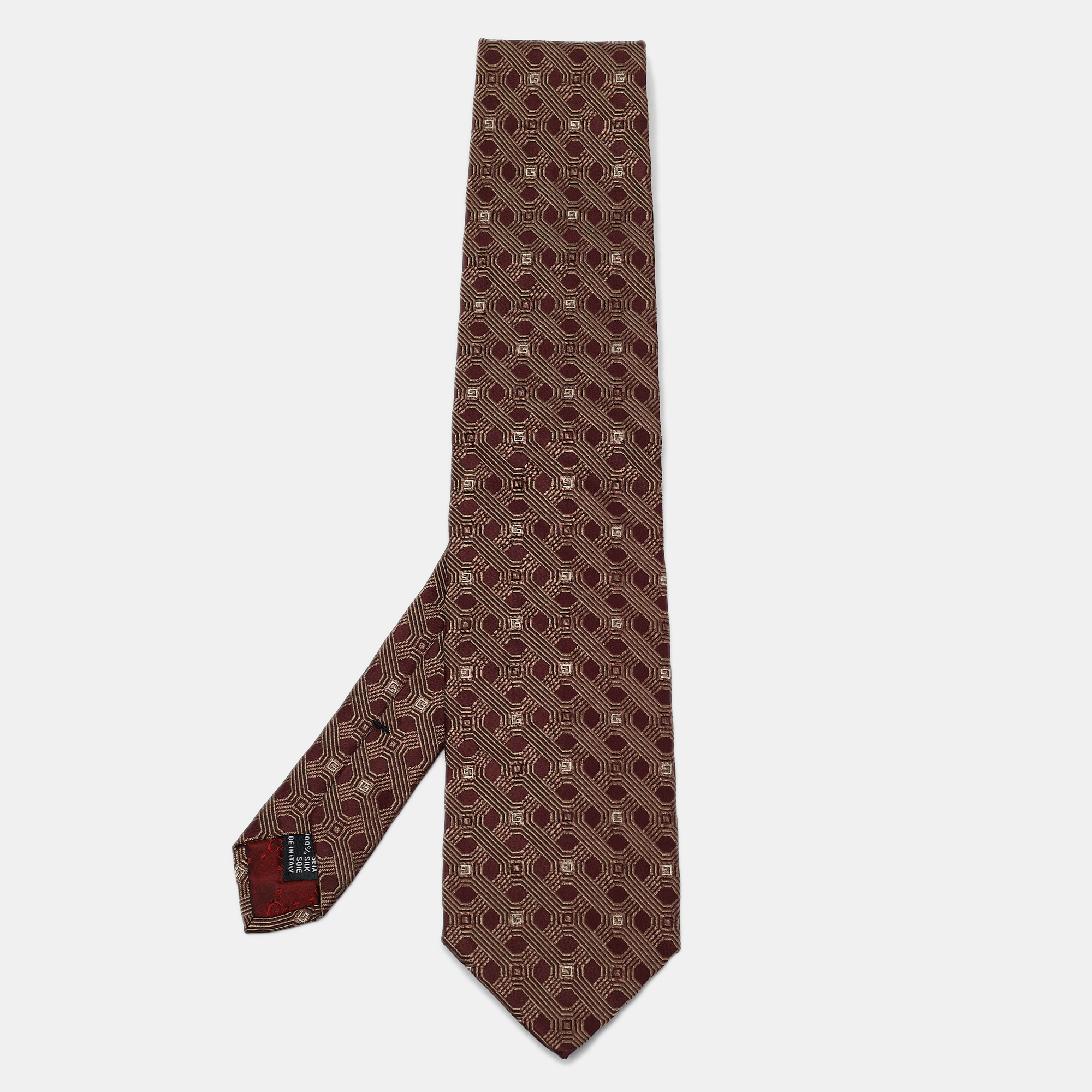 

Gucci Maroon Jacquard Silk Classic Tie, Red