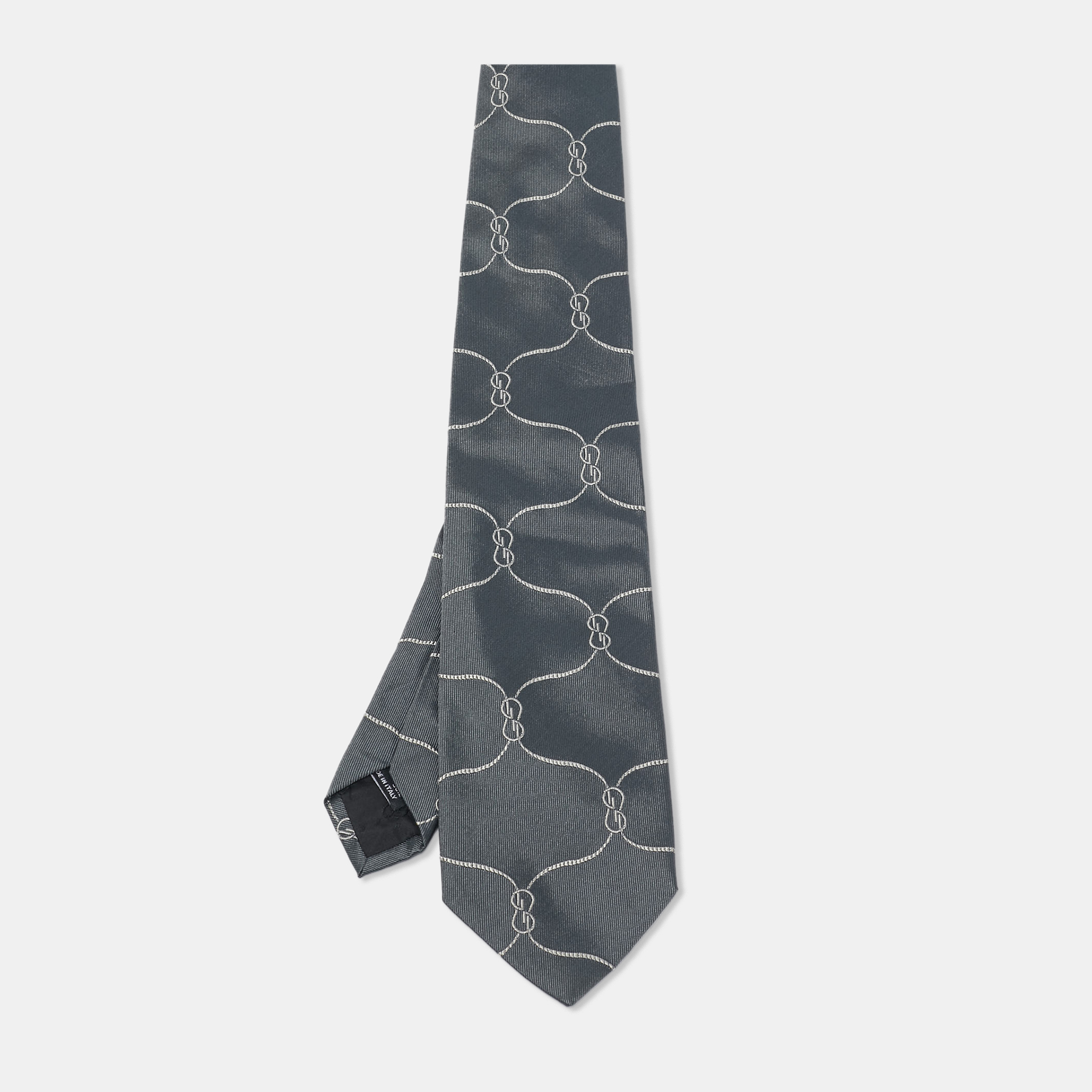 

Gucci Grey/White Patterned Silk Tie