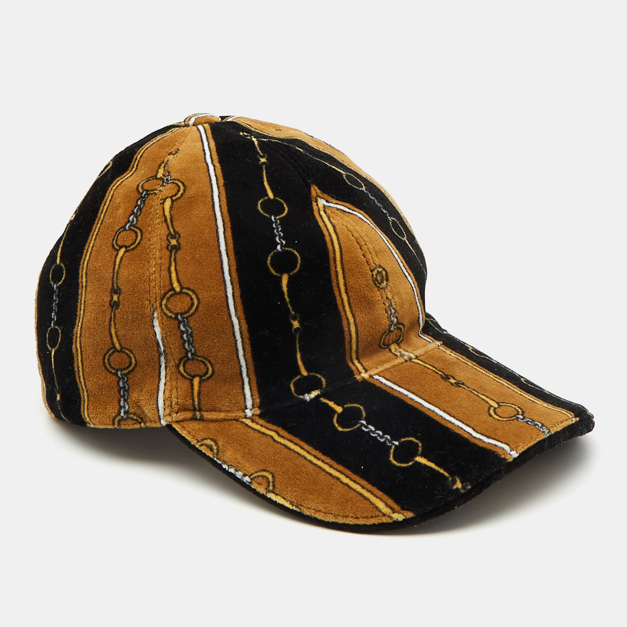 

Gucci Black/Brown Chenille Print Velvet Baseball Hat