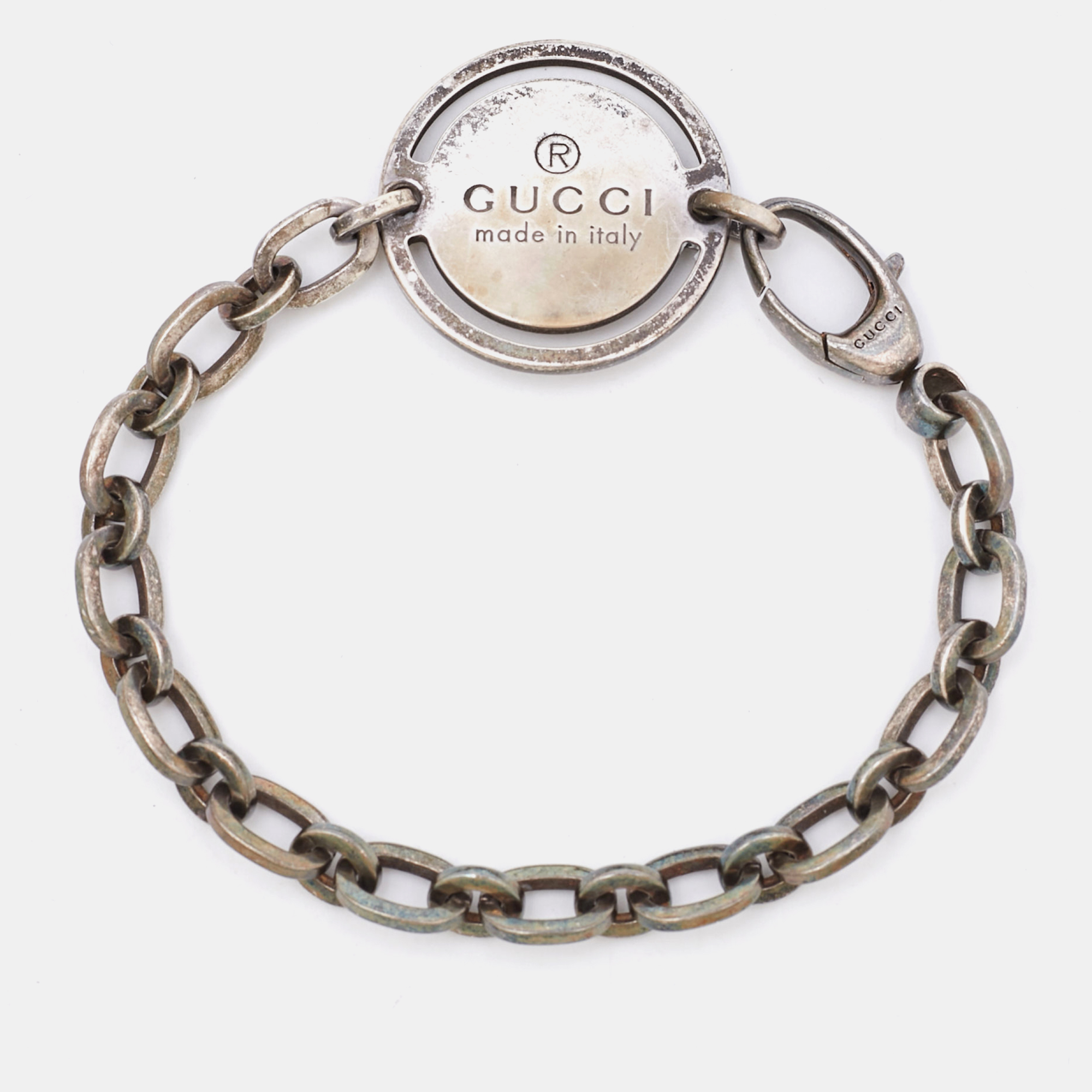 

Gucci Round Tag Sterling Silver Bracelet