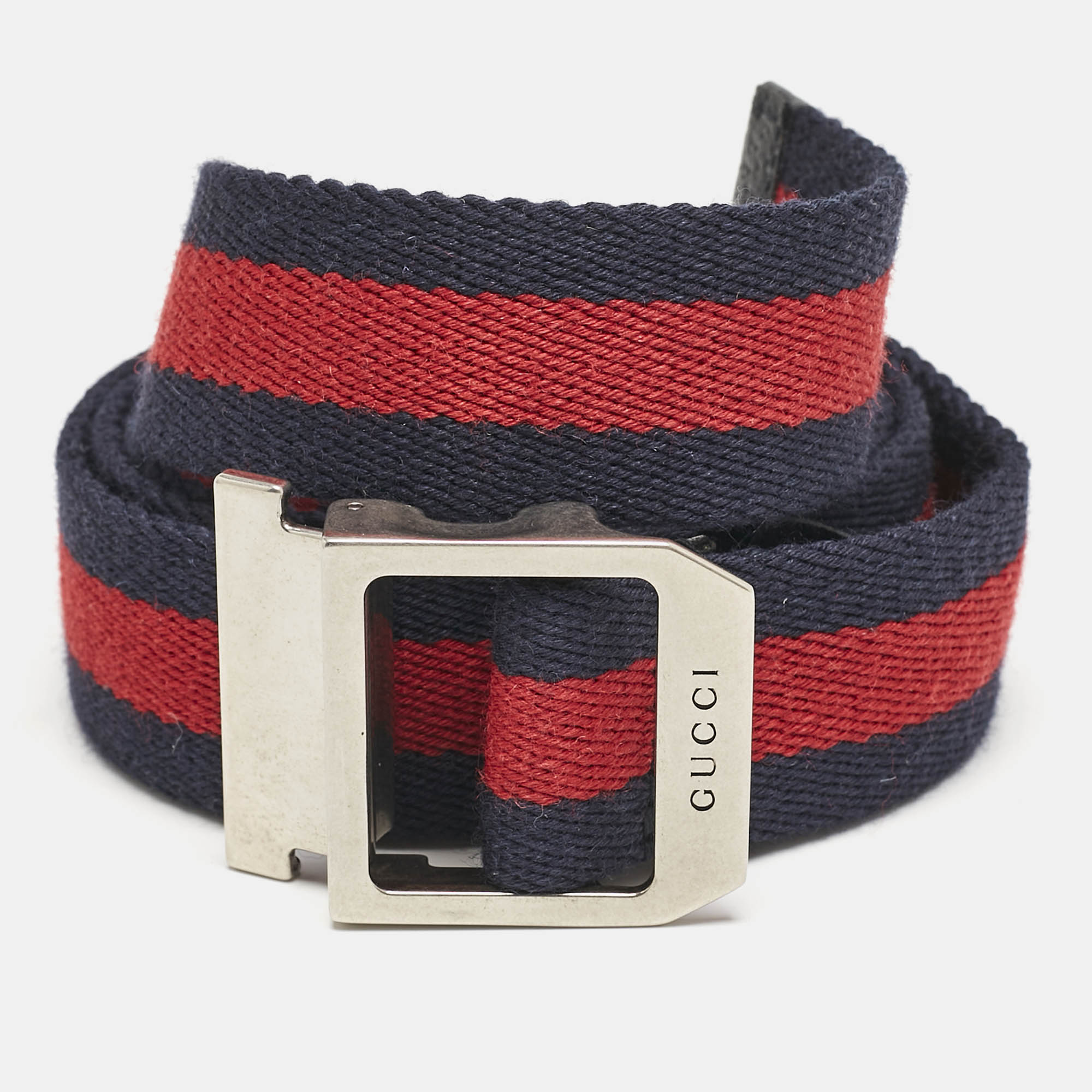 

Gucci Navy Blue/Red Web Detail Canvas Belt