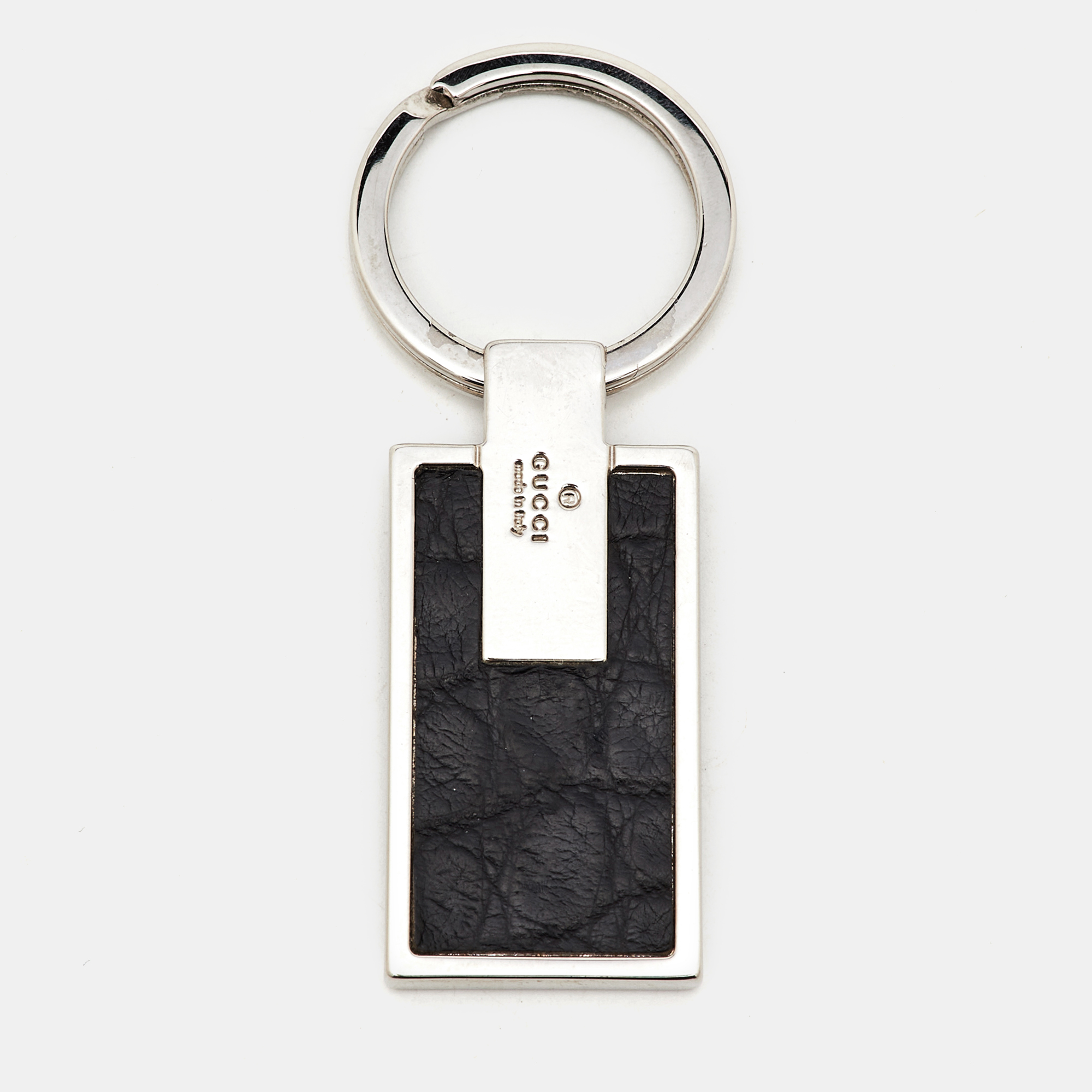 

Gucci Leather Silver Tone Key Chain