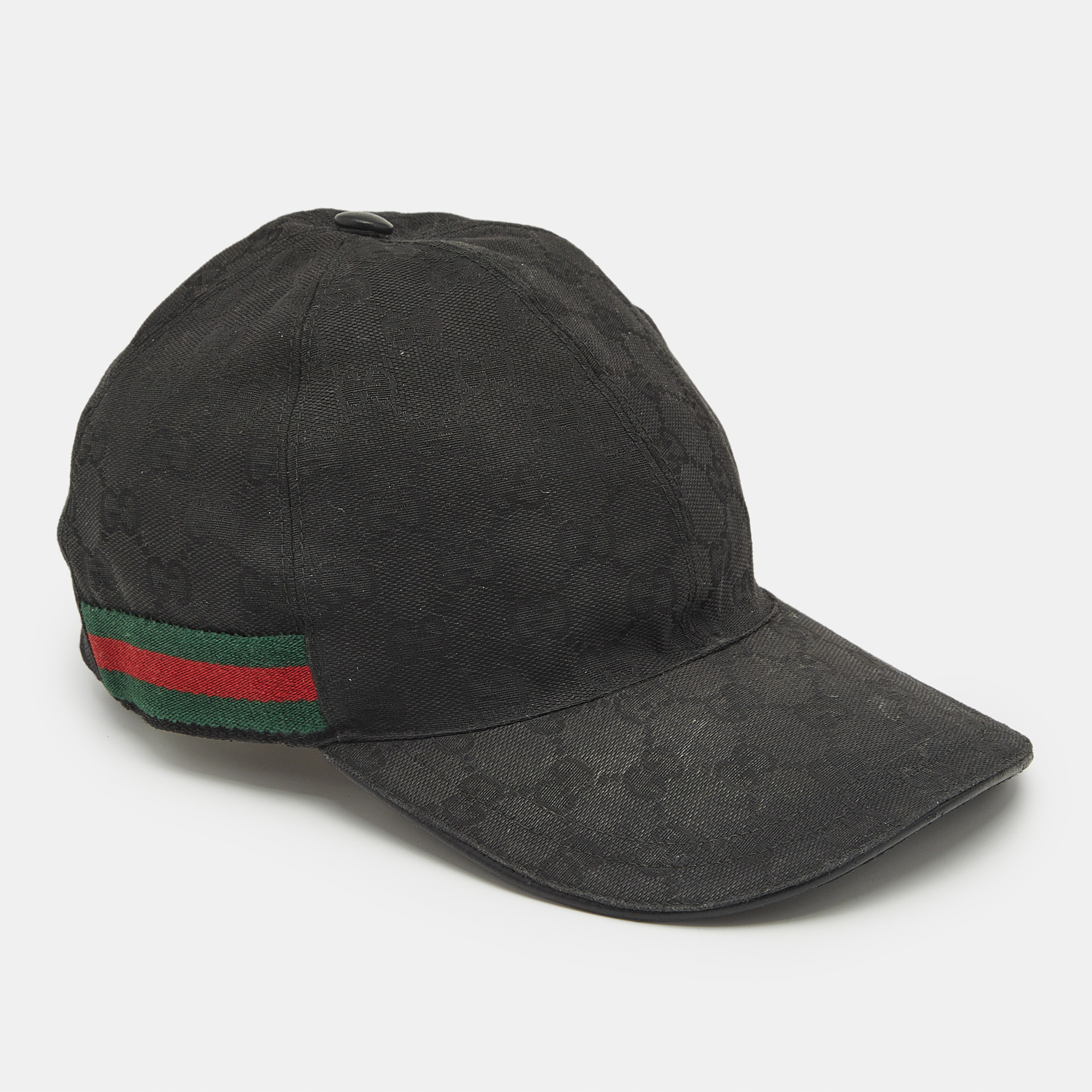 

Gucci Black Web Detail GG Canvas Baseball Cap
