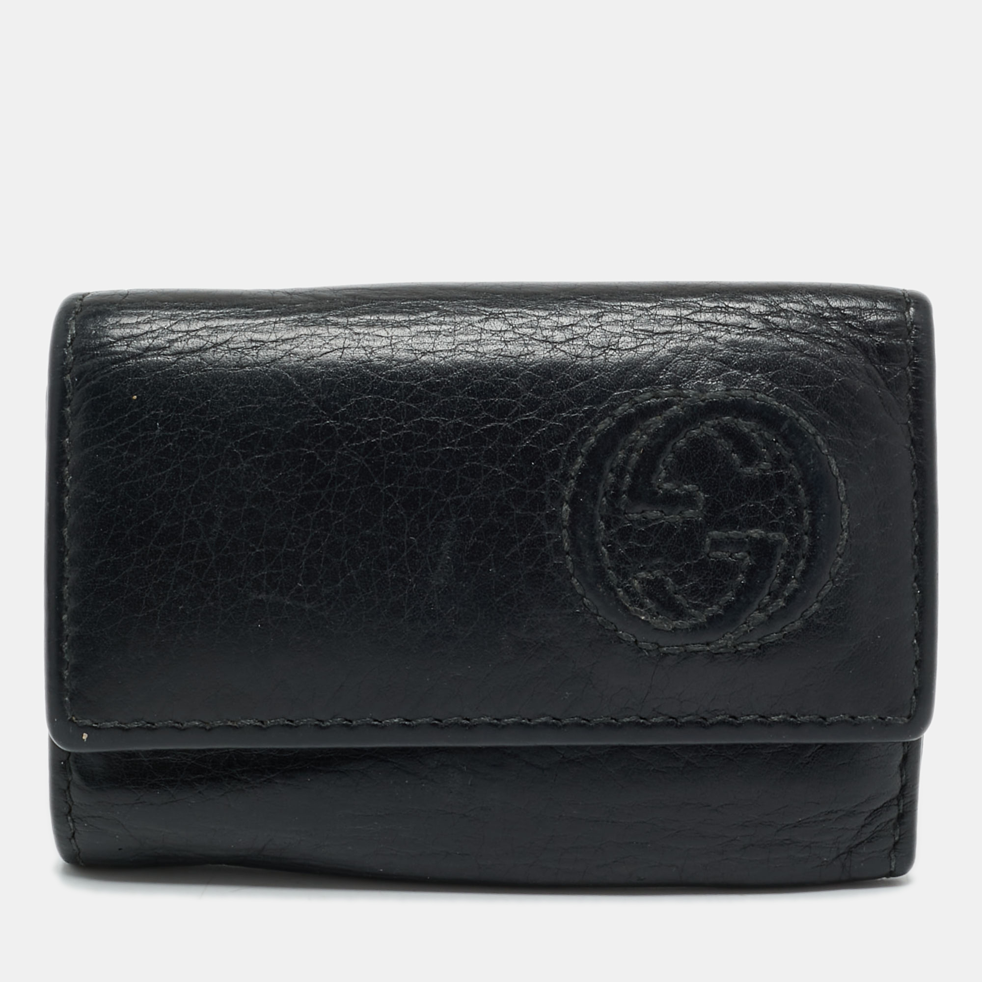 

Gucci Black Leather Interlocking G Key Holder