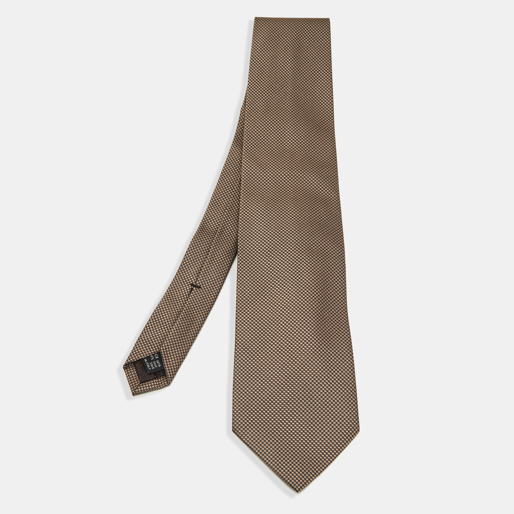 

Gucci Brown Houndstooth Pattern Silk Jacquard Tie
