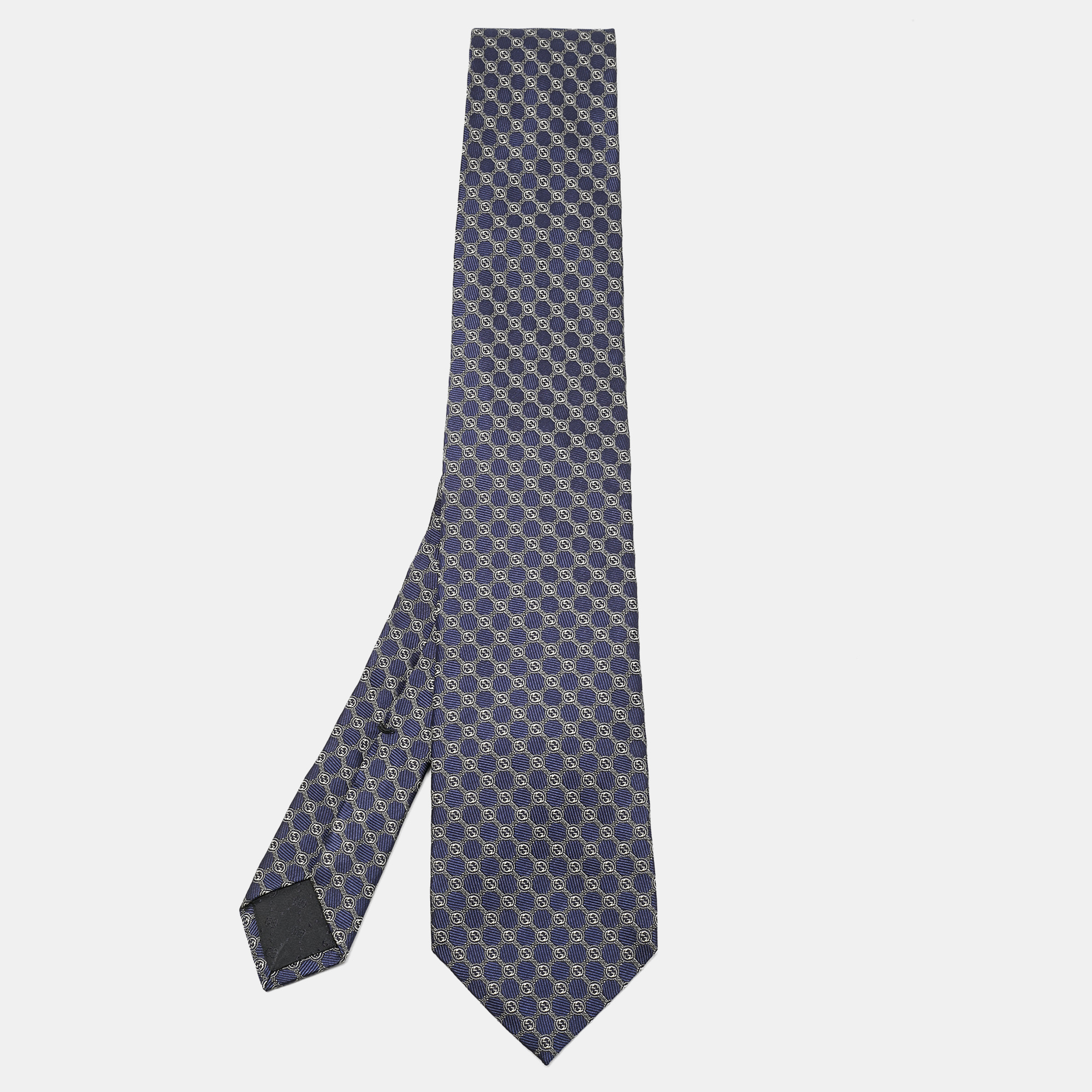 

Gucci Navy Blue Jacquard Silk Tie