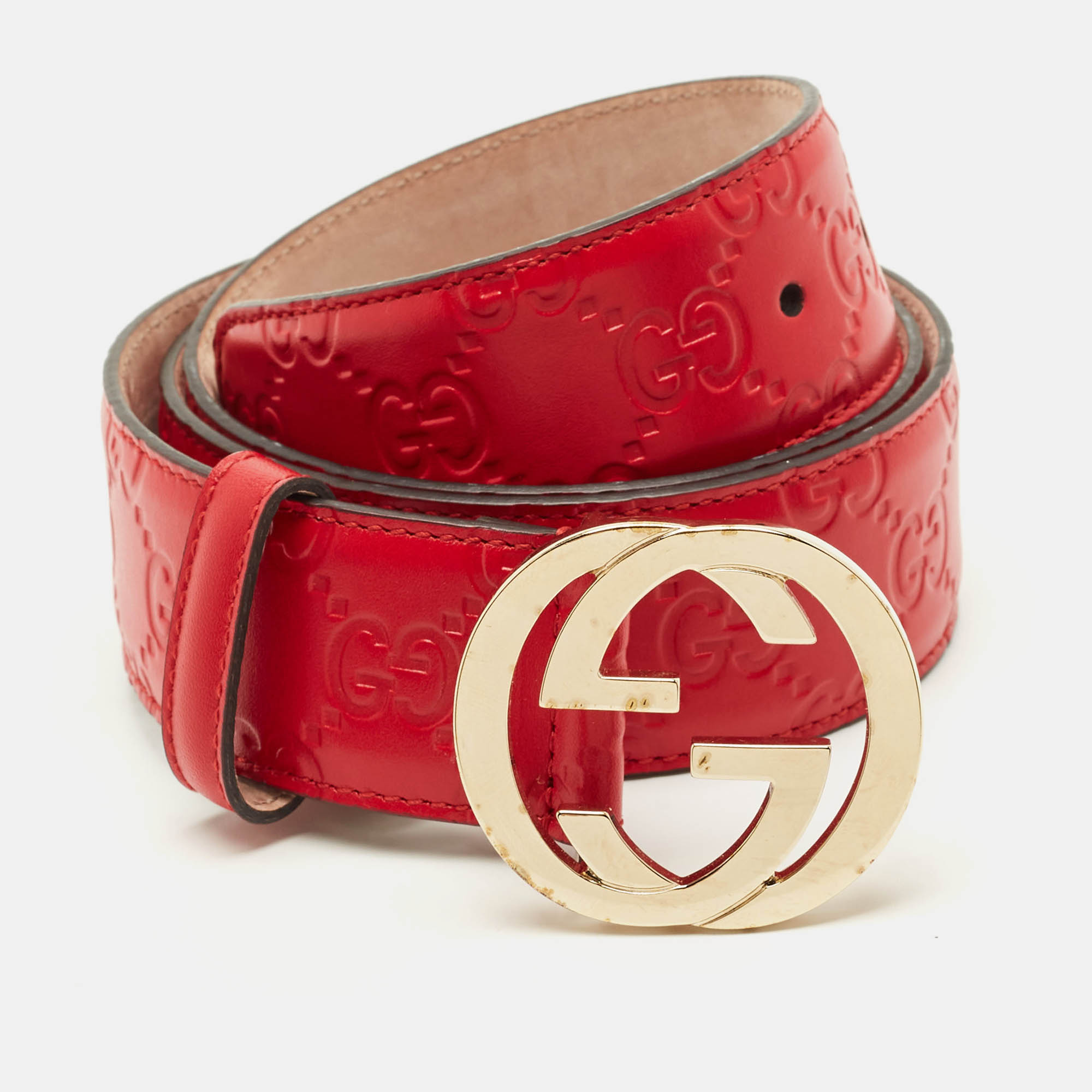 

Gucci Interlocking G Buckle Belt Red Guccissima Leather
