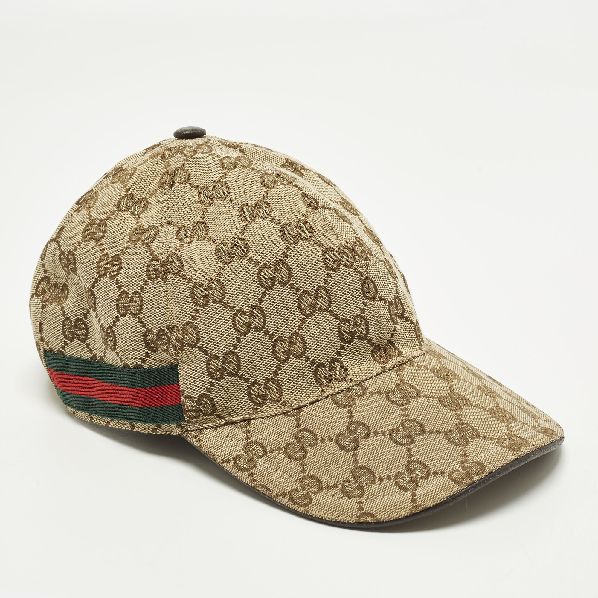 

Gucci Beige Original GG Canvas Web Detail Baseball Cap, Brown
